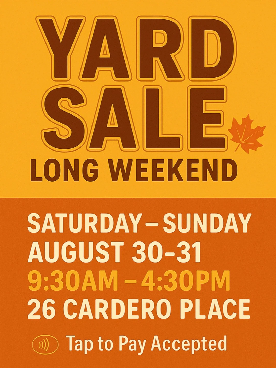 Yard Sale - Long Weekend
