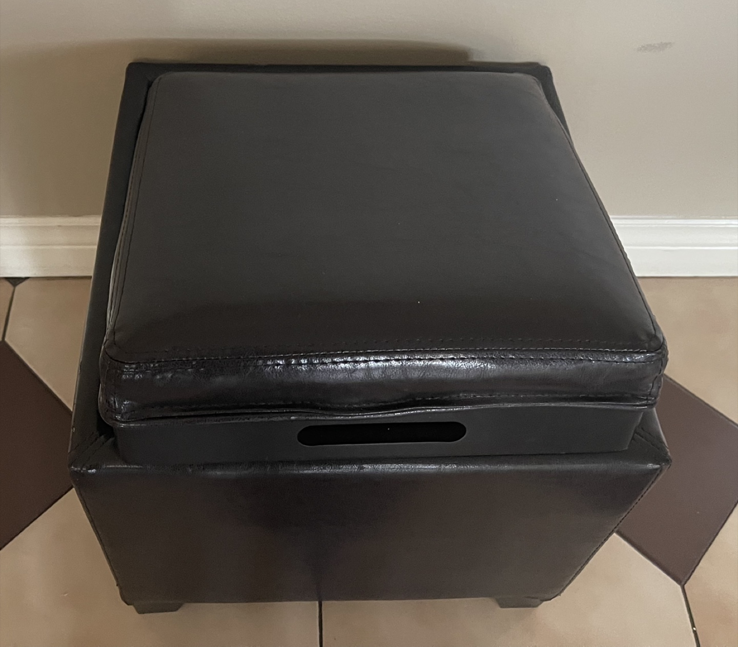 Black Storage Ottoman with Tray