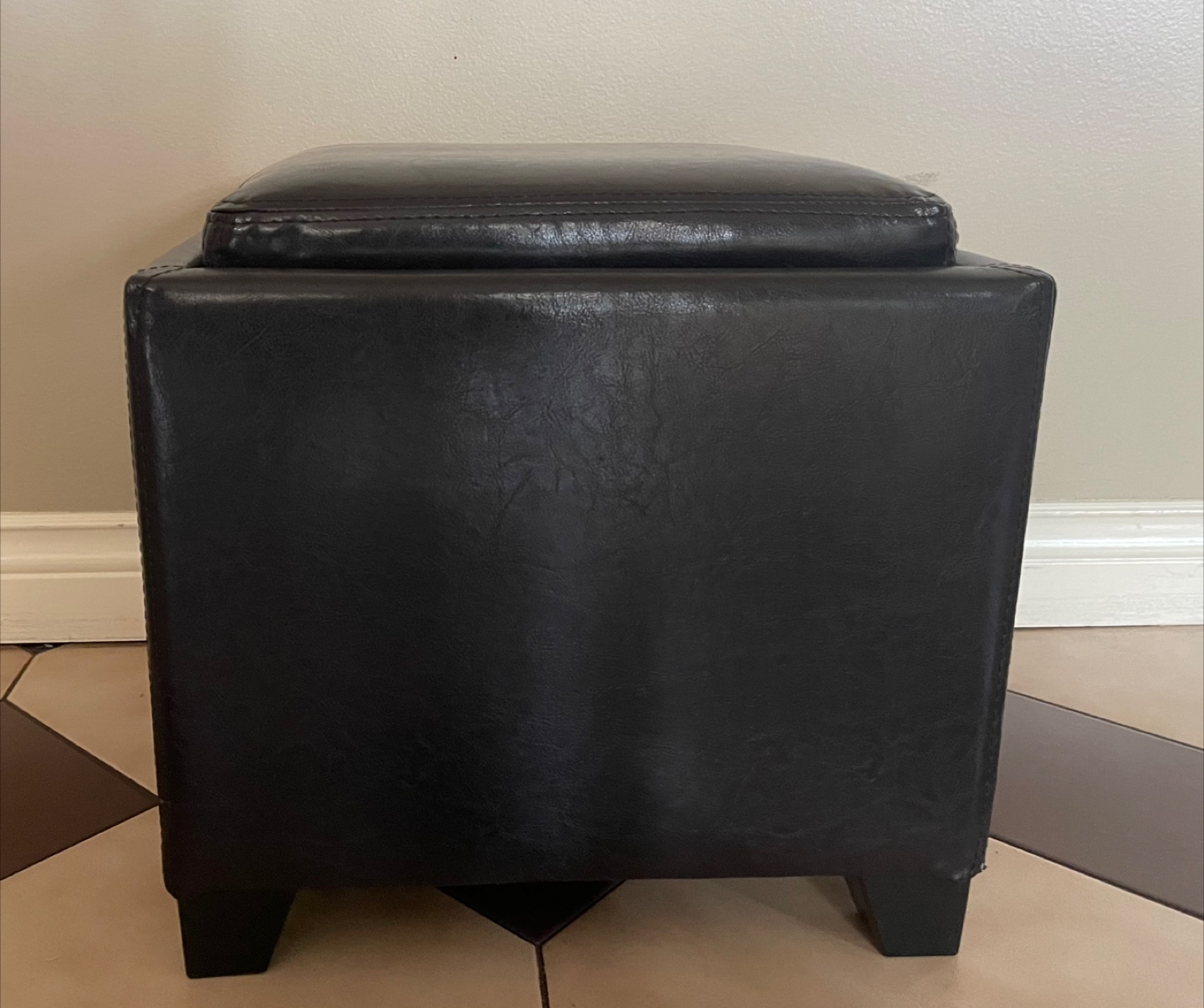 Black Storage Ottoman with Tray - photo 3