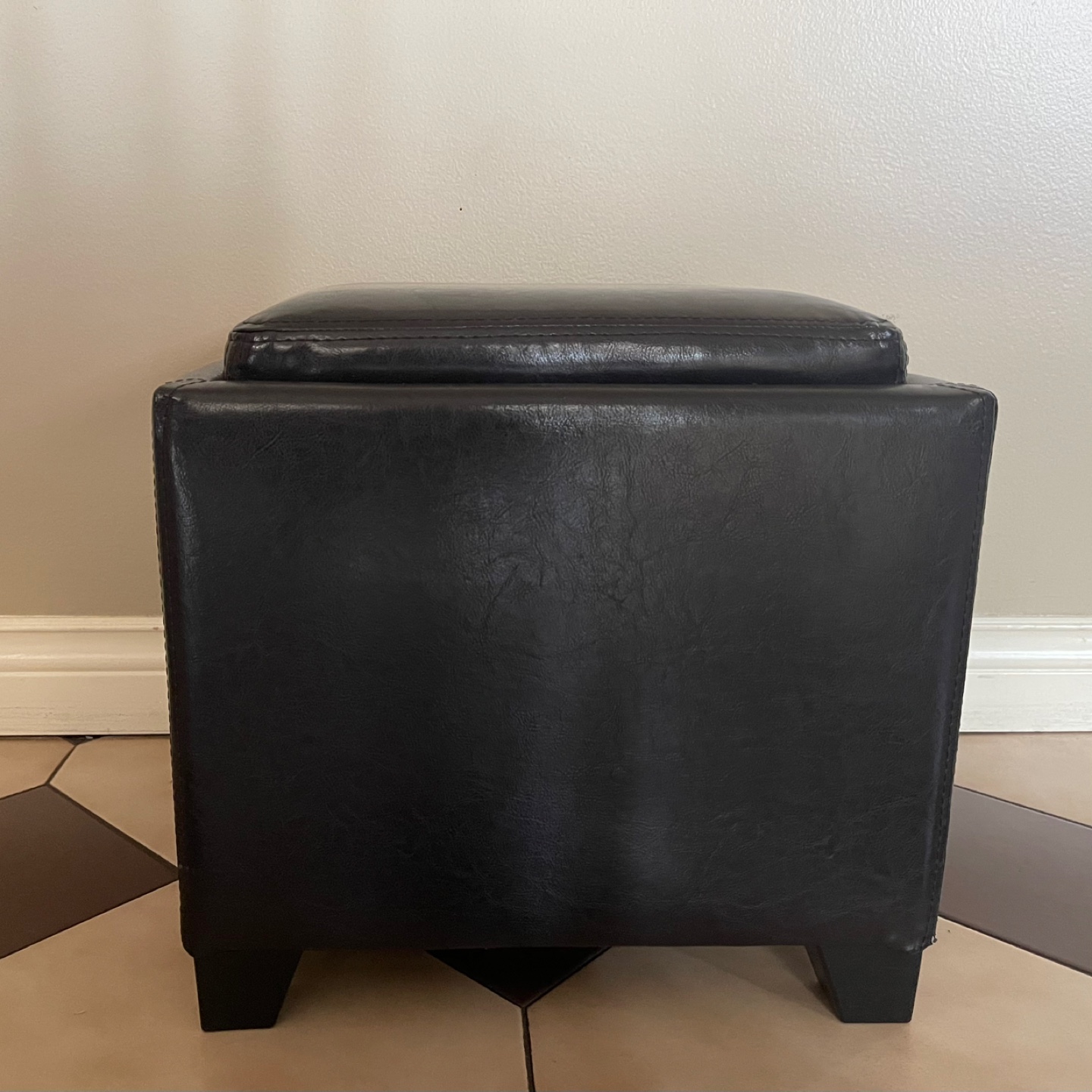 Black Storage Ottoman with Tray - photo 2