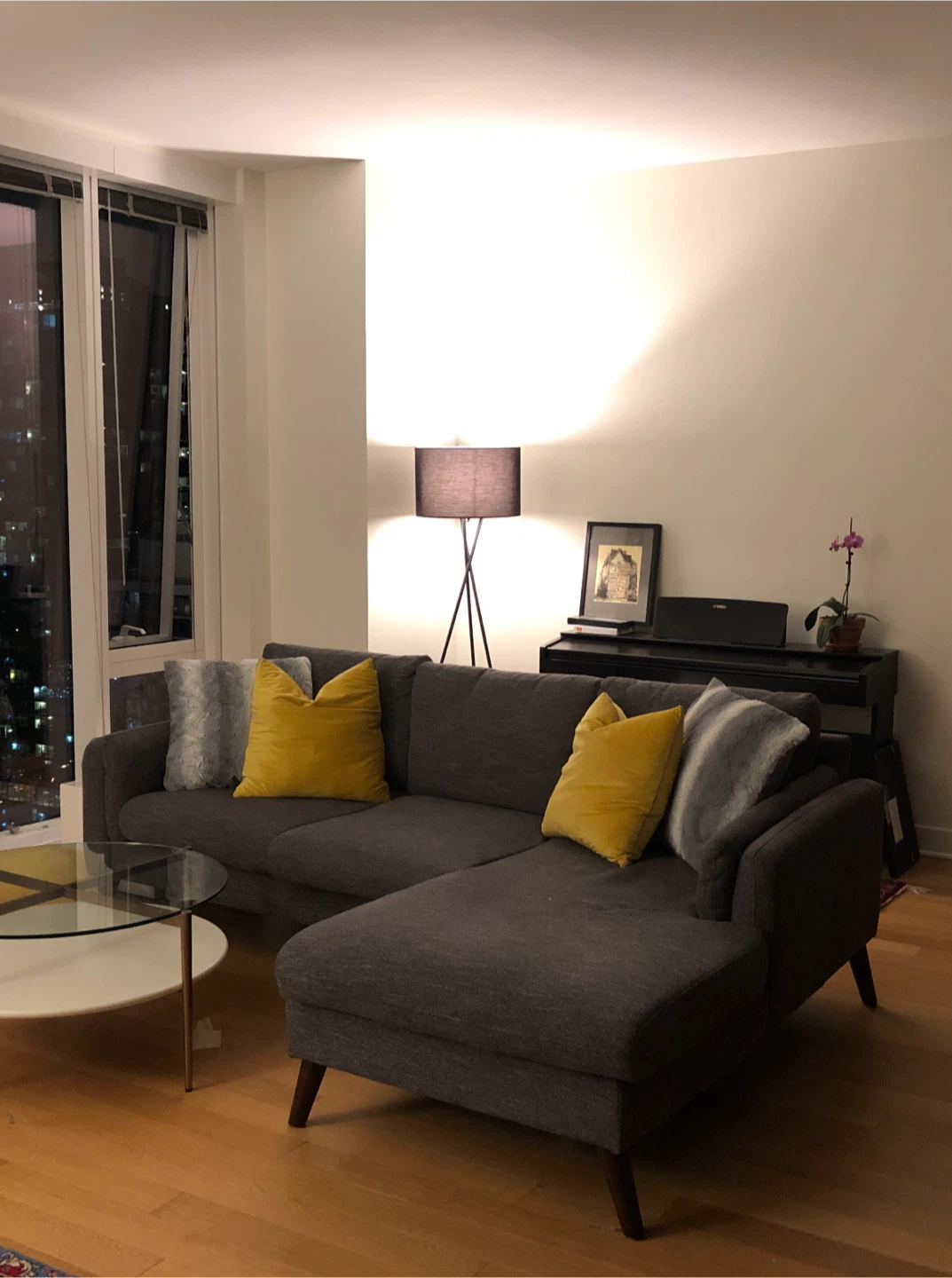 Gray Sectional Sofa with Chaise Lounge