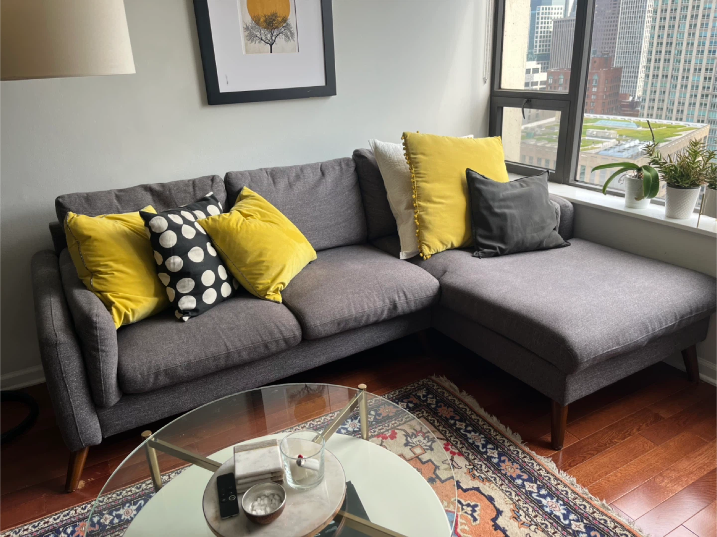 Gray Sectional Sofa with Chaise Lounge - photo 2