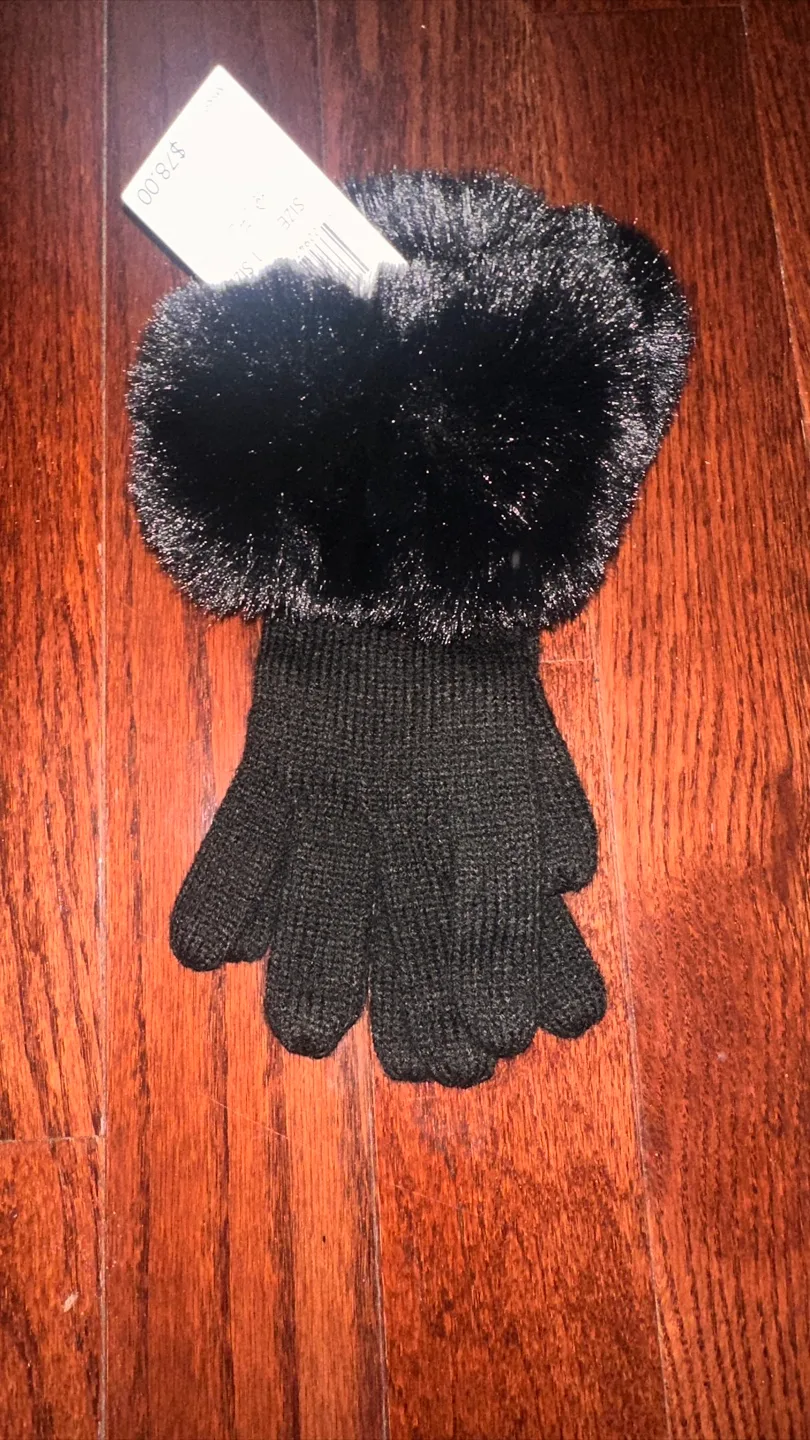 Michael Kors Black Fur Cuff Gloves thumbnail