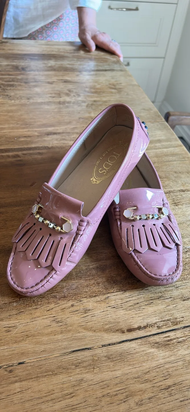 Tod's Pink Patent Leather Loafers - Size 6.5 thumbnail