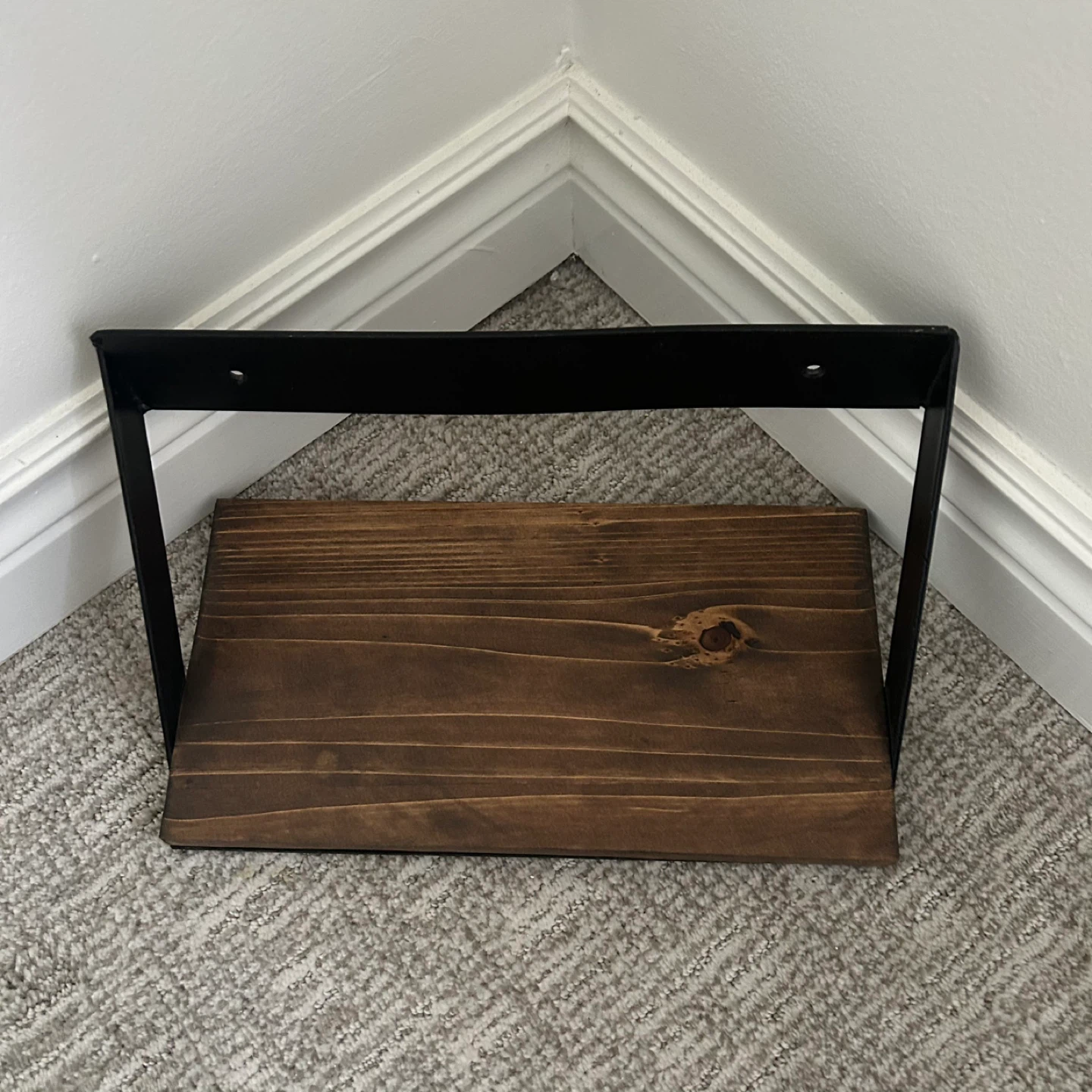 Small Rustic Wood And Metal Floating Shelf - photo 4