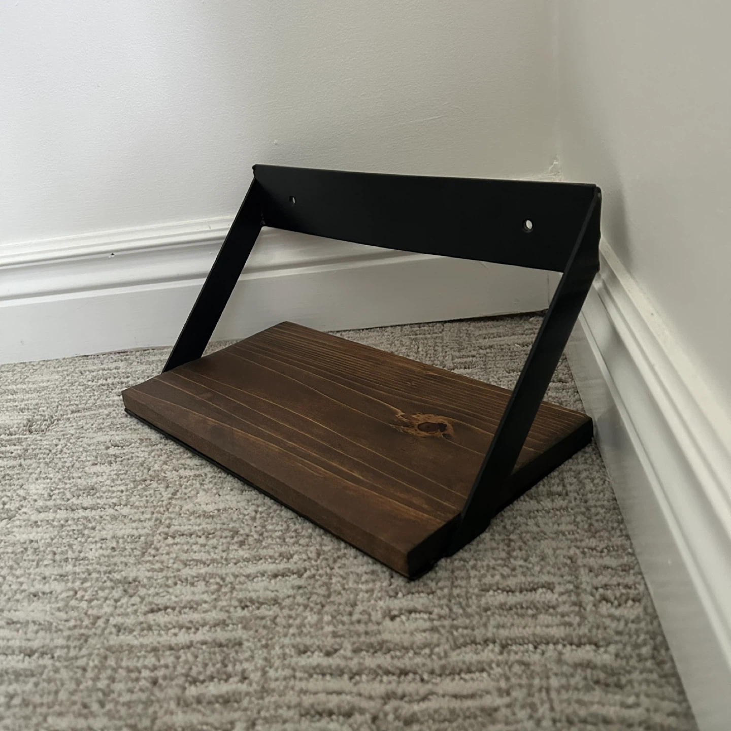 Small Rustic Wood And Metal Floating Shelf - photo 3