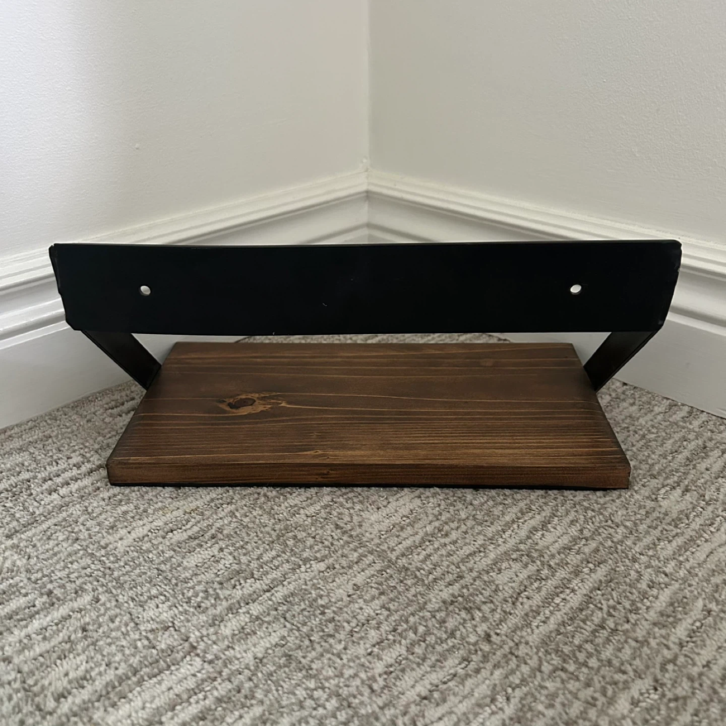 Small Rustic Wood And Metal Floating Shelf - photo 5
