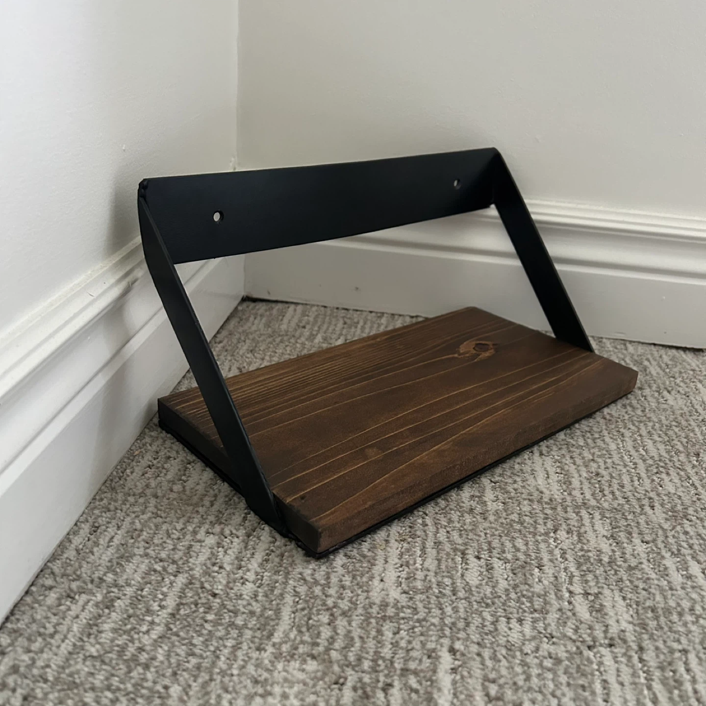 Small Rustic Wood And Metal Floating Shelf