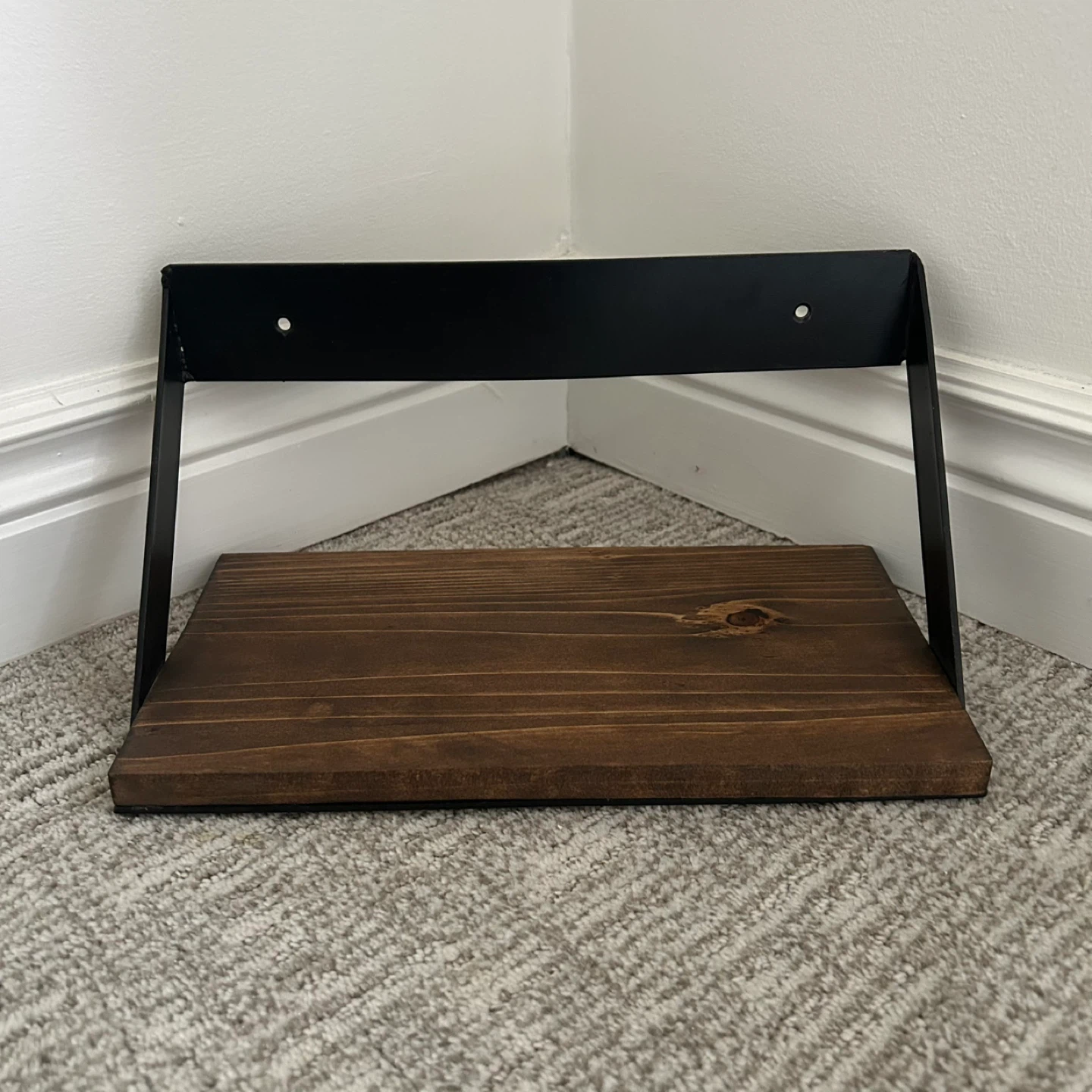 Small Rustic Wood And Metal Floating Shelf - photo 2
