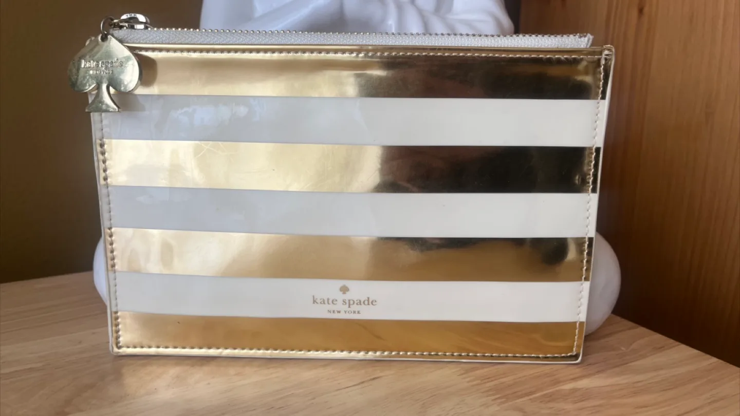 Kate Spade Pouch - Gold & White Stripes image indicator(2)