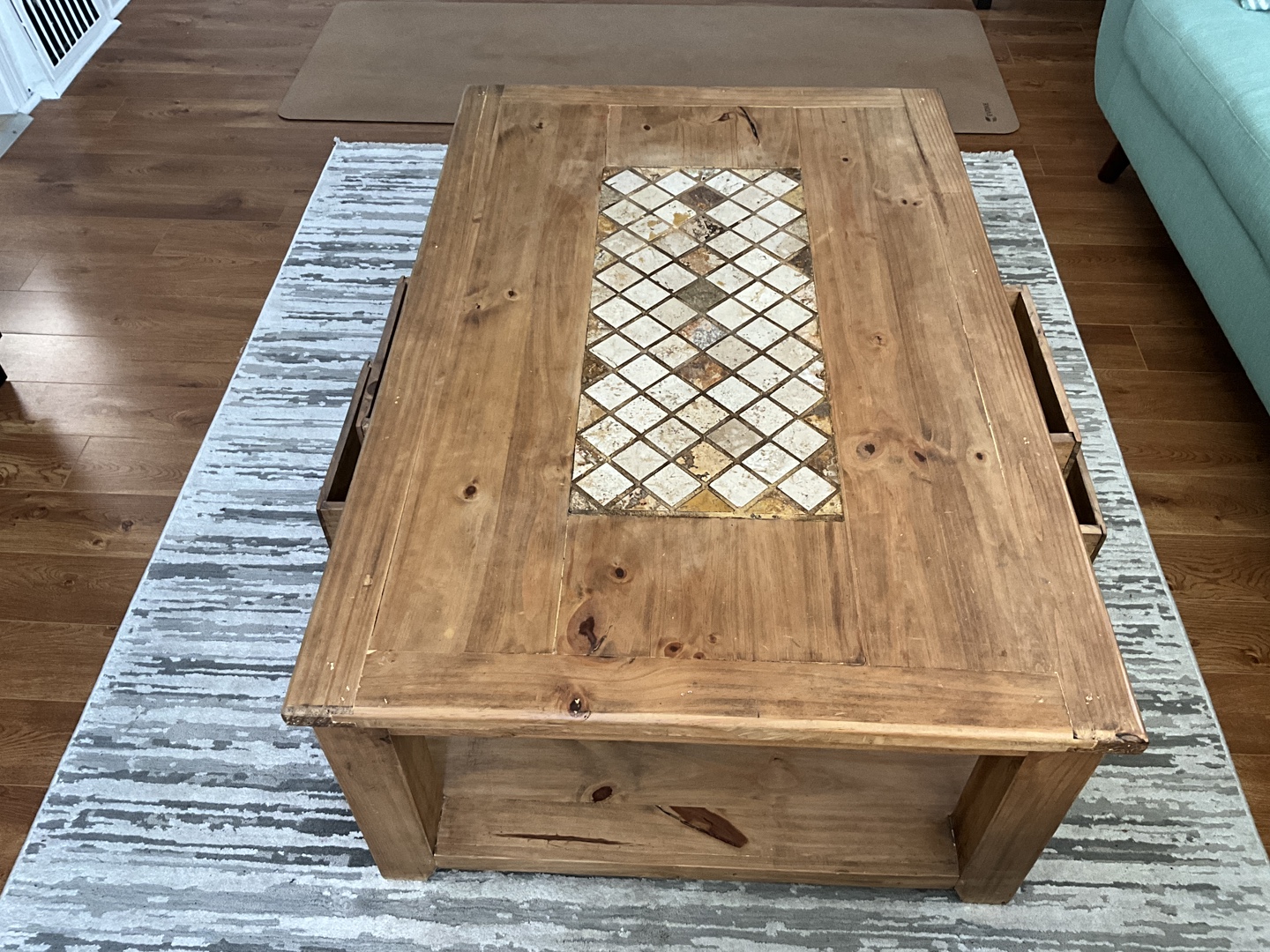 Wooden Coffee Table with Tile Inlay - photo 5
