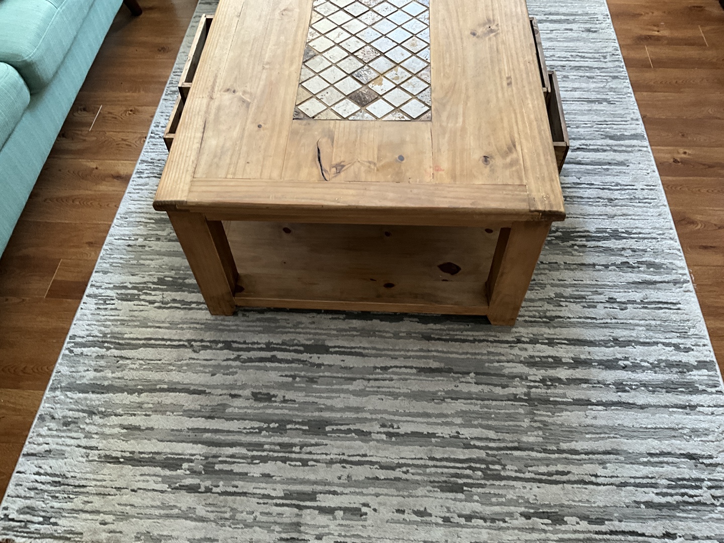Wooden Coffee Table with Tile Inlay - photo 3