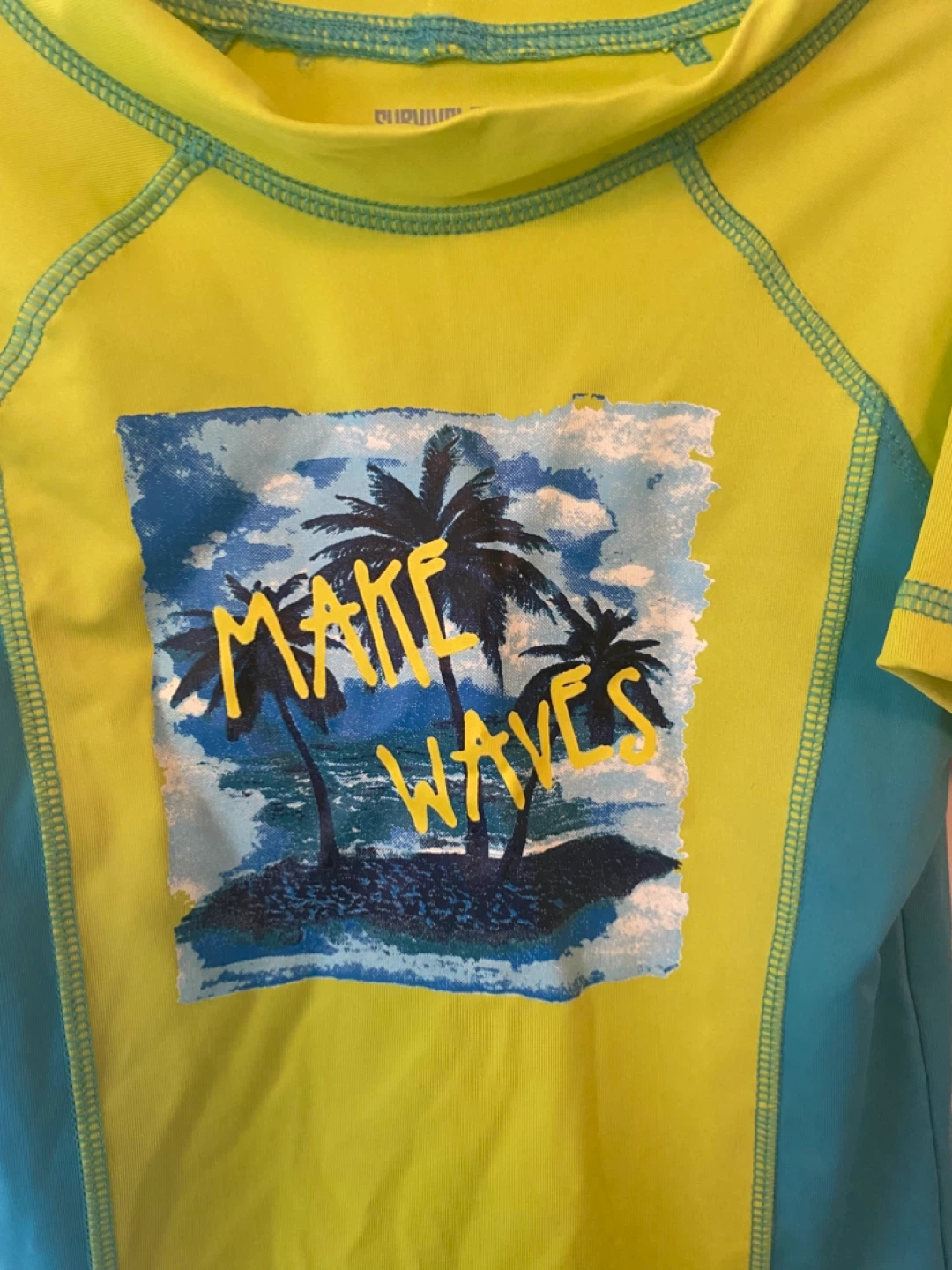 Boys swim shirt- Make Waves- Small (7/8) - photo 3