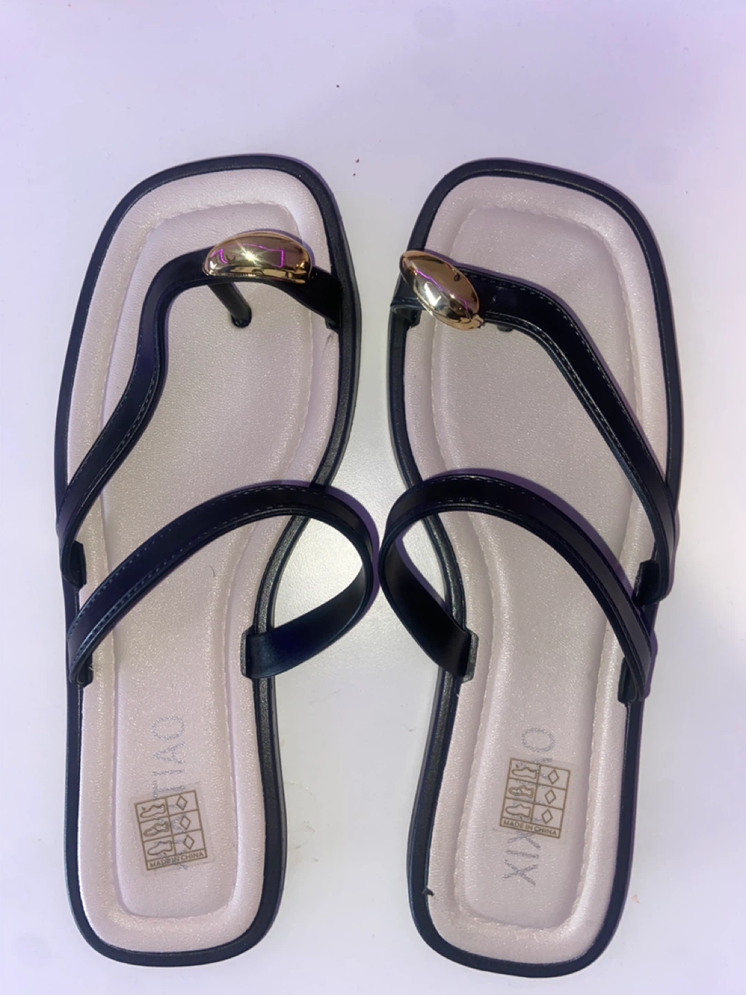 Black Thong Sandals - Size 7