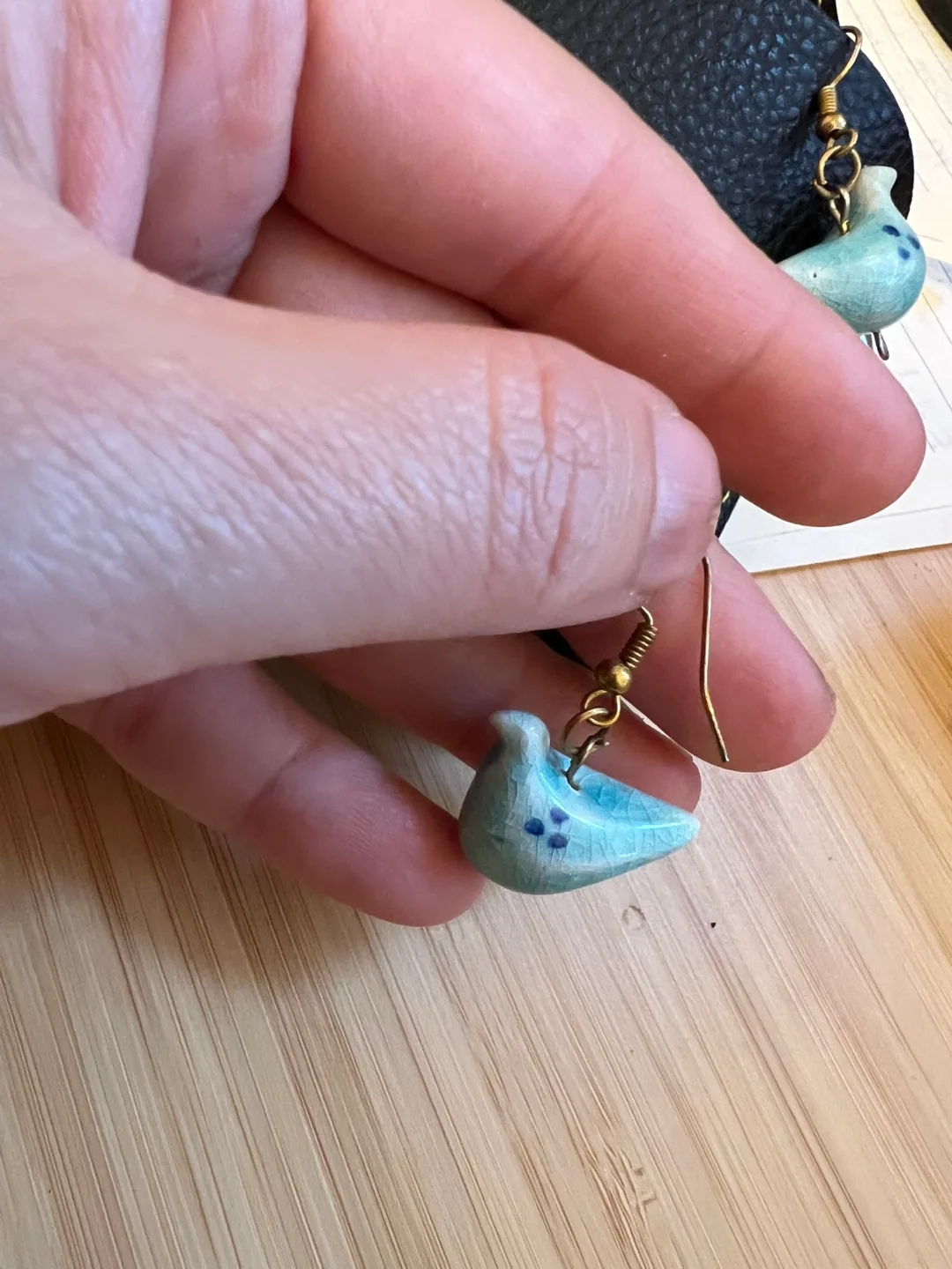 Blue Ceramic Bird Earrings image indicator(2)