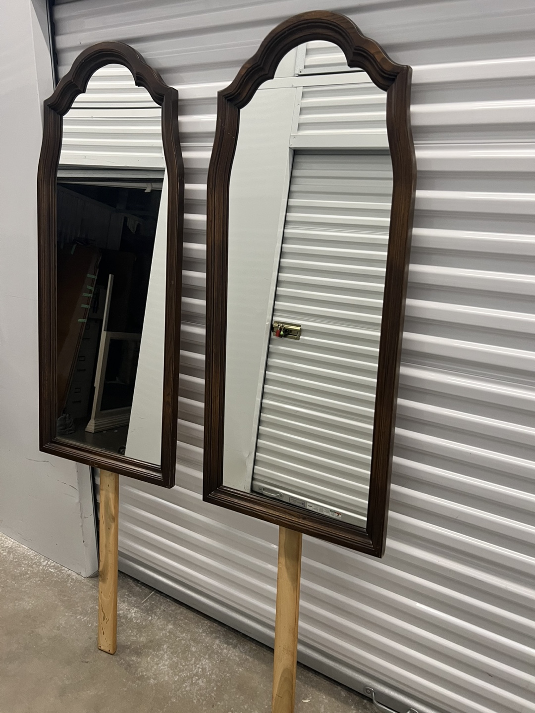 Two Vintage Brown Framed Mirrors - photo 3