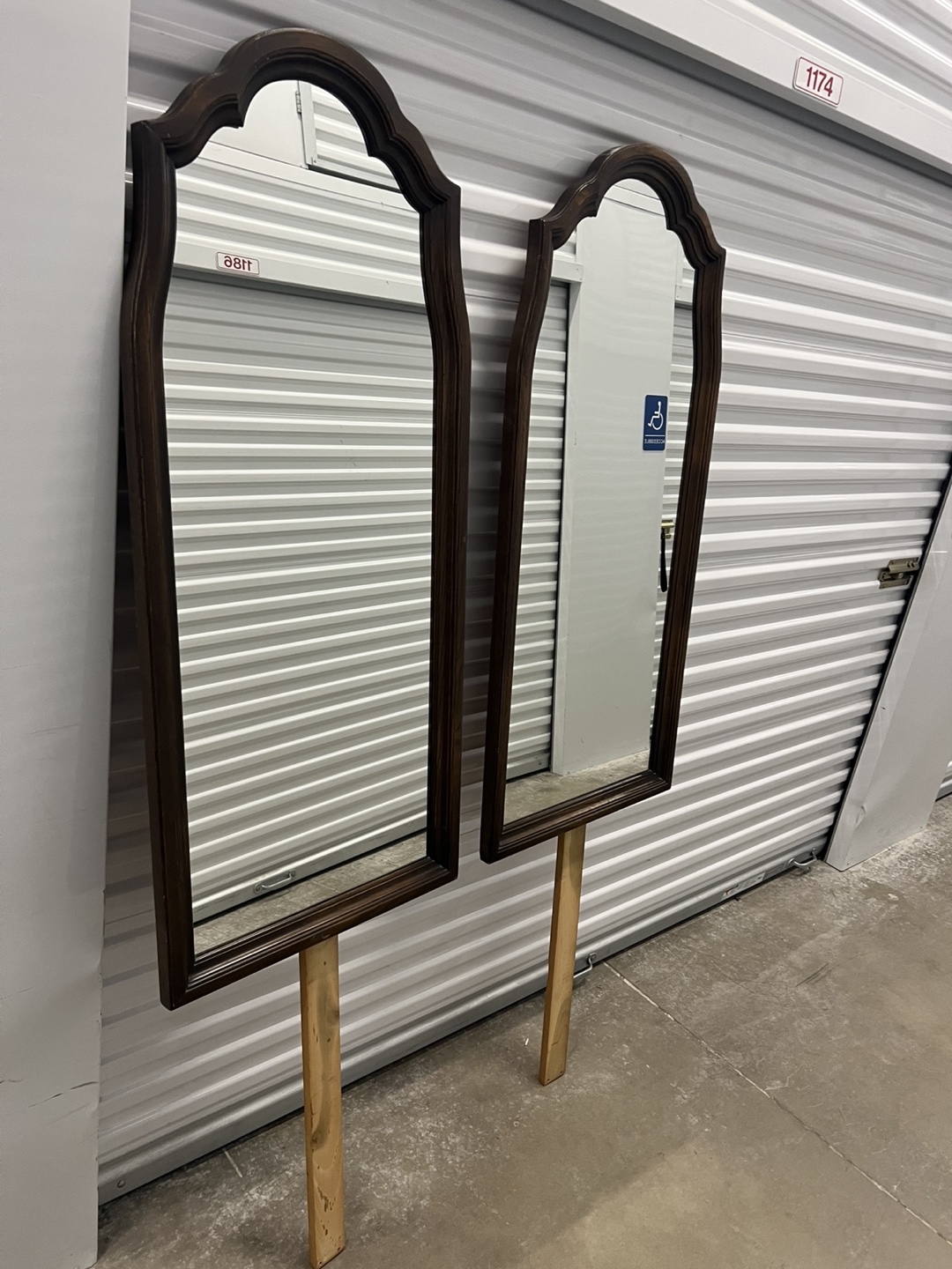 Two Vintage Brown Framed Mirrors