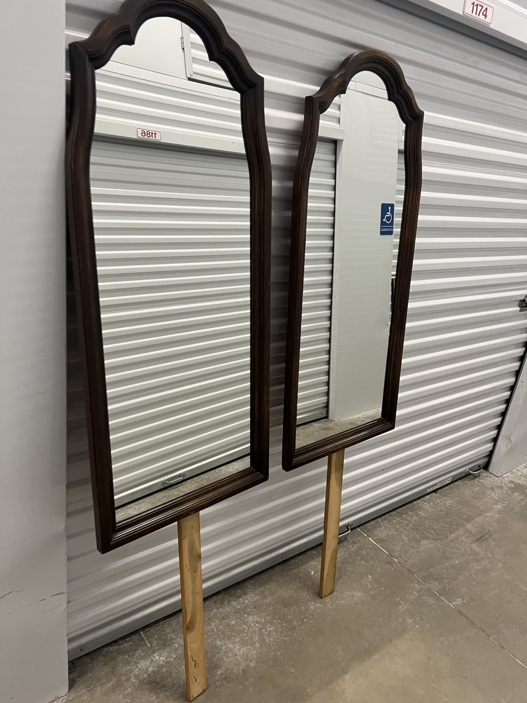 Two Vintage Brown Framed Mirrors - photo 2