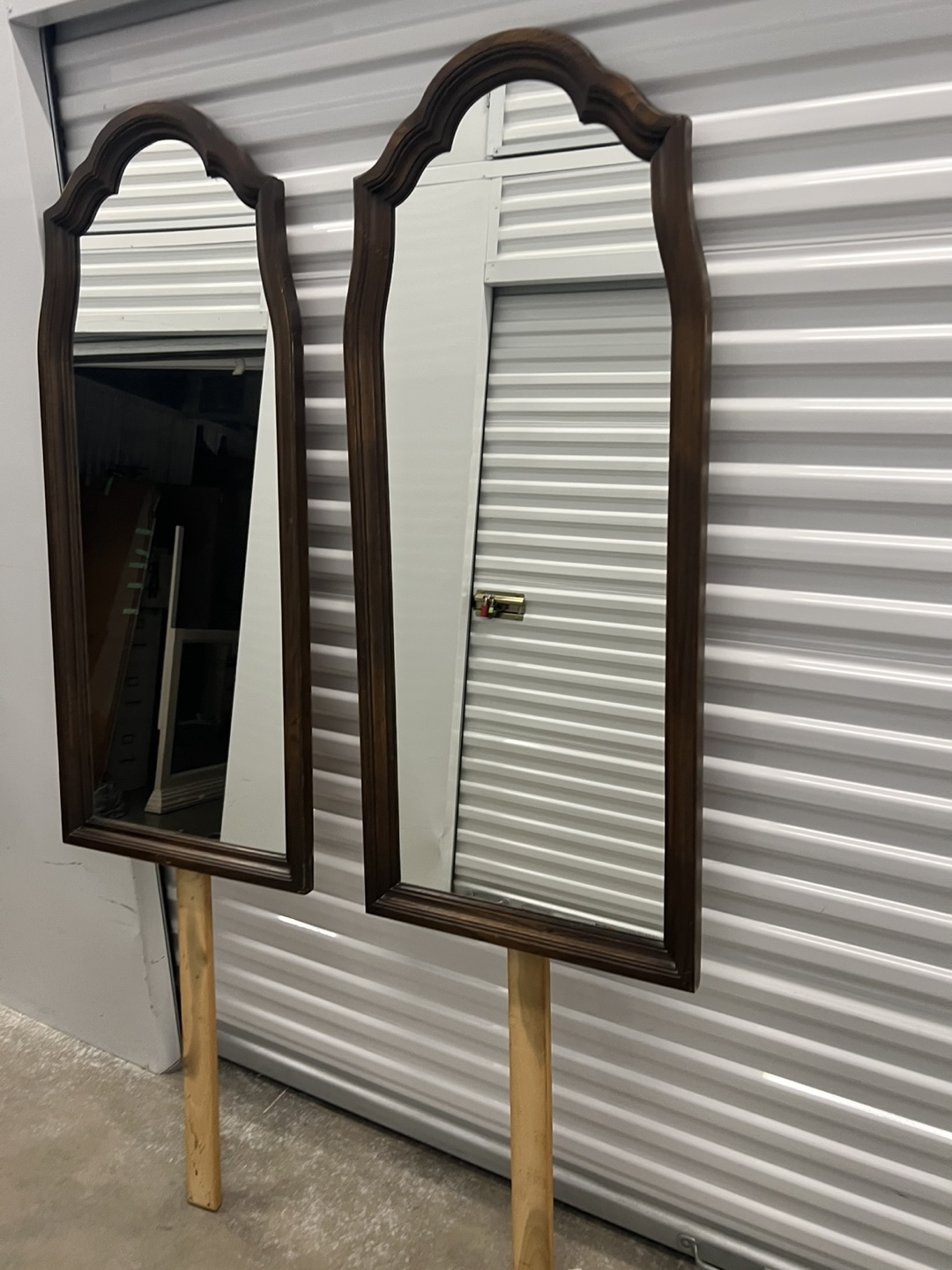 Two Vintage Brown Framed Mirrors - photo 4
