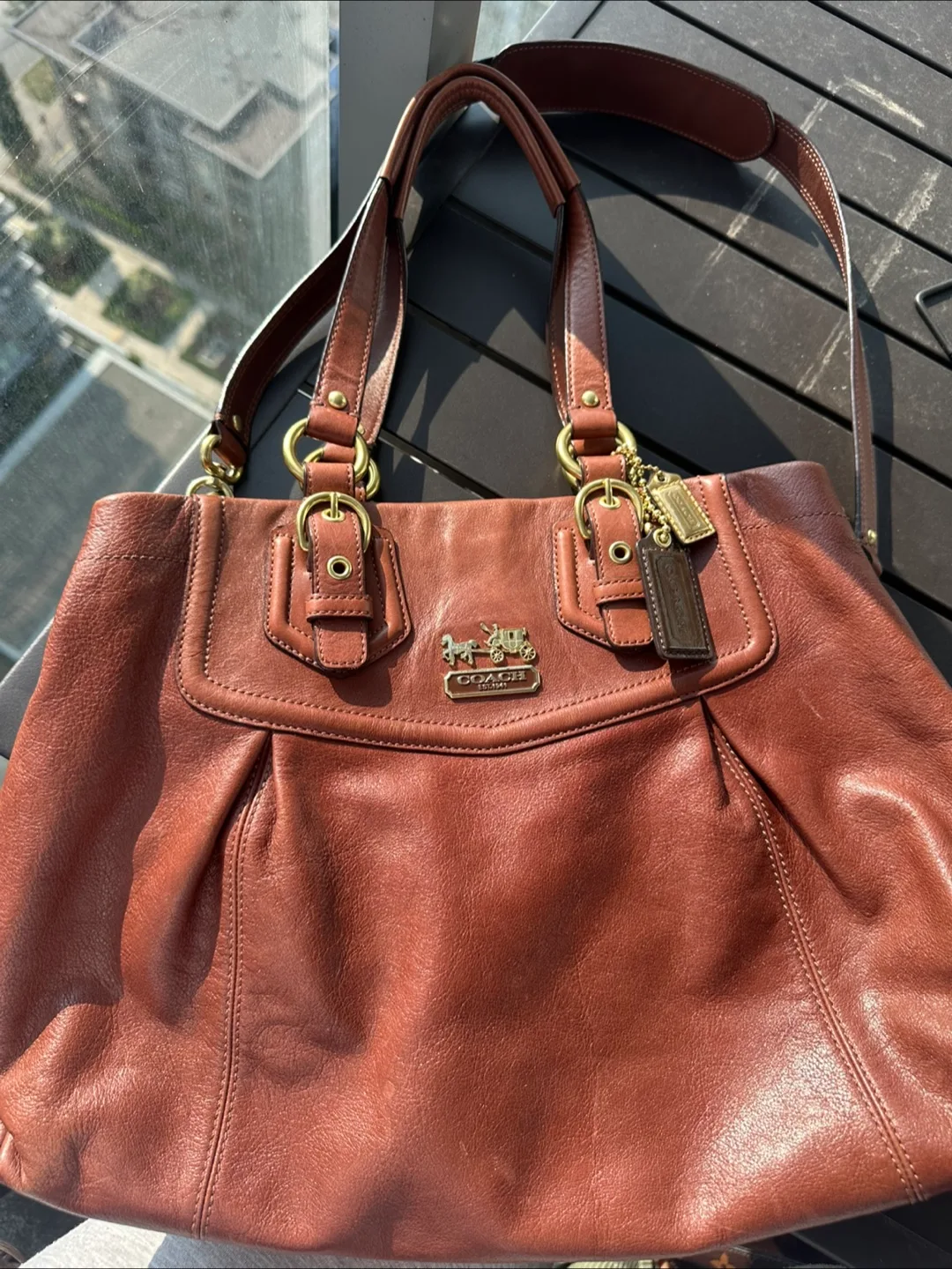 Coach Leather Shoulder Bag - Brown image indicator(2)