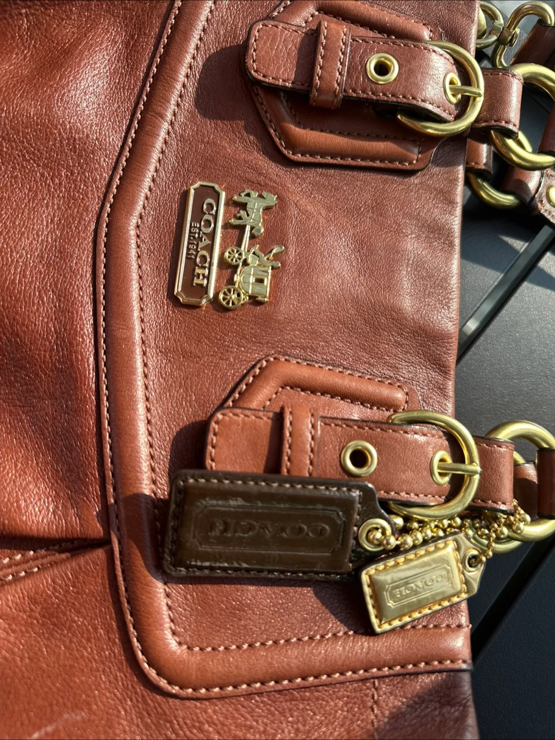 Coach Leather Shoulder Bag - Brown image indicator(3)