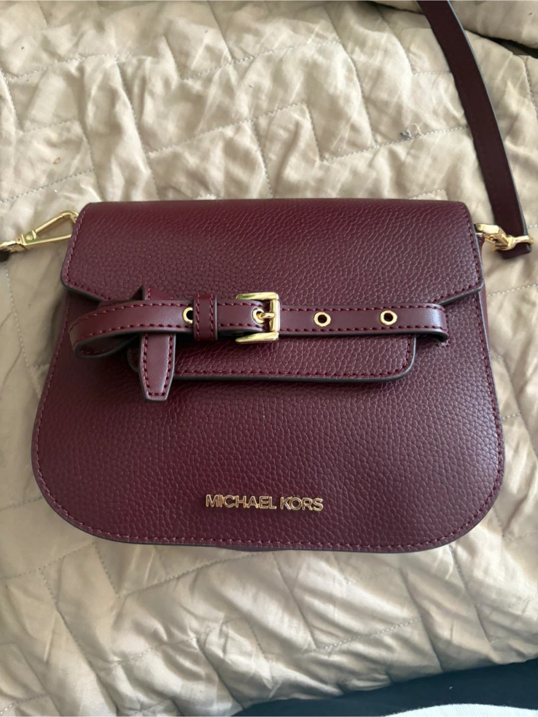 Michael Kors Burgundy Leather Crossbody Bag