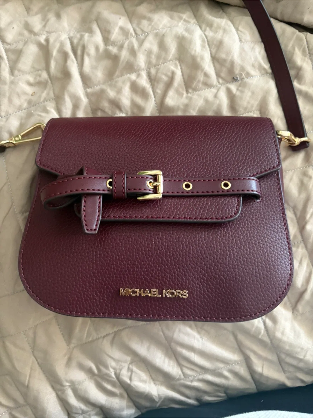Michael Kors Burgundy Leather Crossbody Bag thumbnail