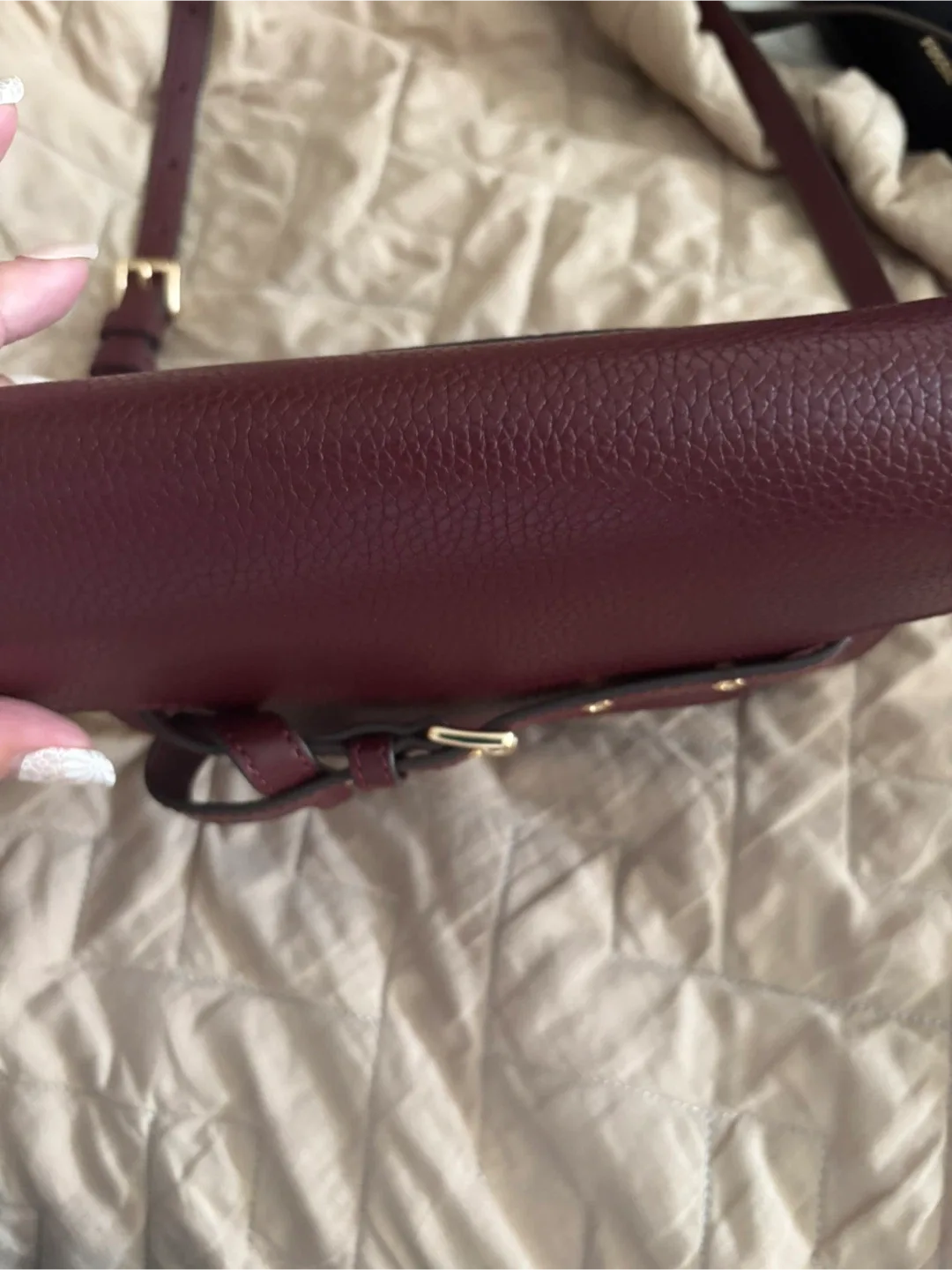 Michael Kors Burgundy Leather Crossbody Bag image indicator(2)
