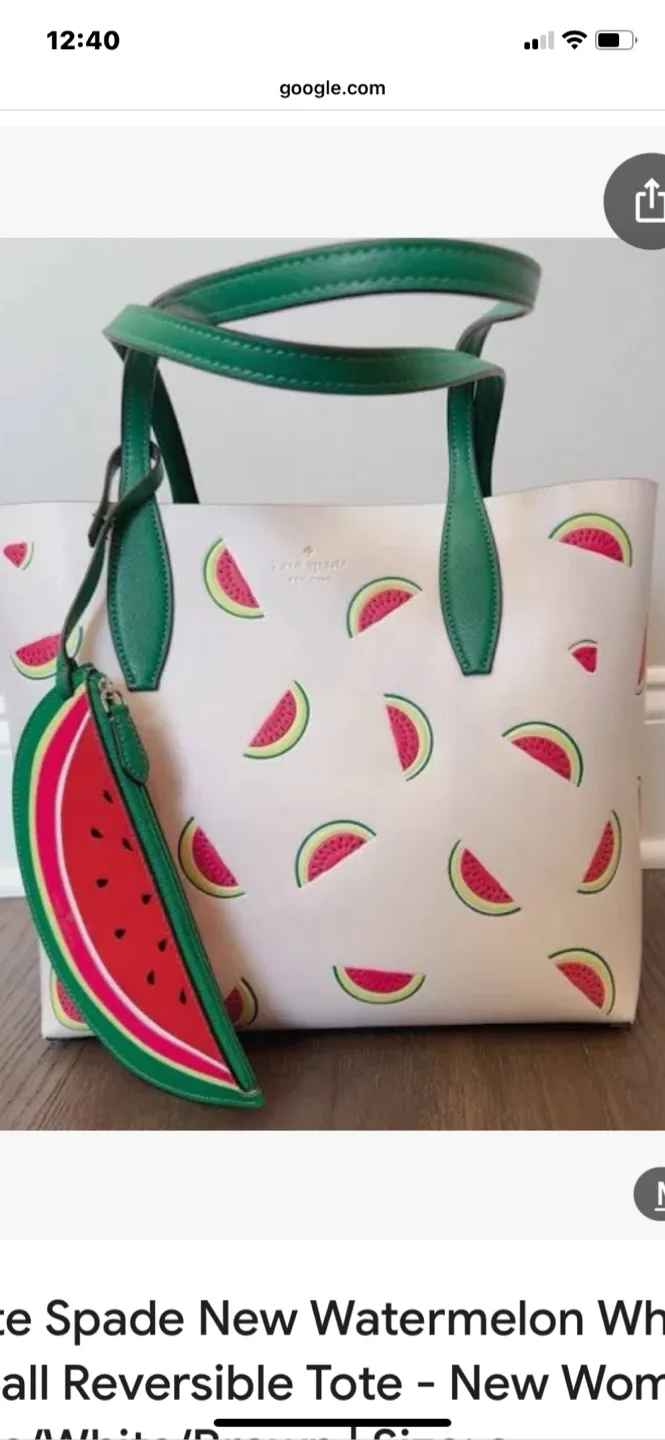 Kate Spade Watermelon White Reversible Tote image indicator(2)