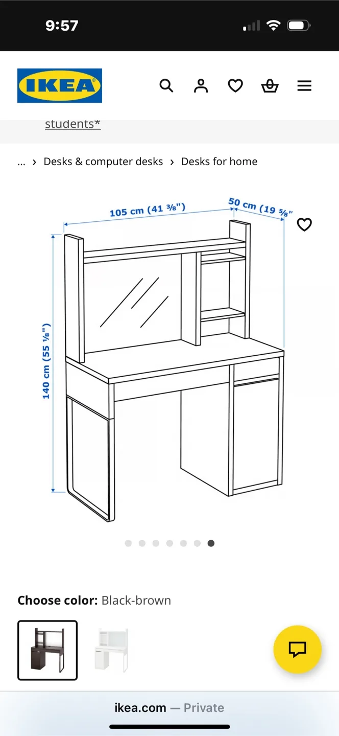 IKEA Desk with Hutch - Black-Brown image indicator(5)