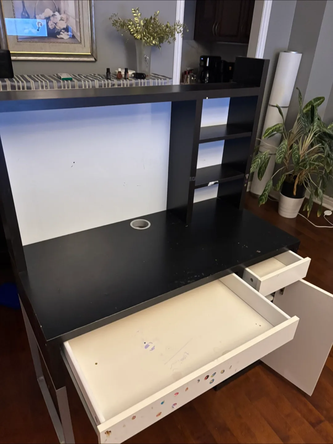 IKEA Desk with Hutch - Black-Brown image indicator(3)