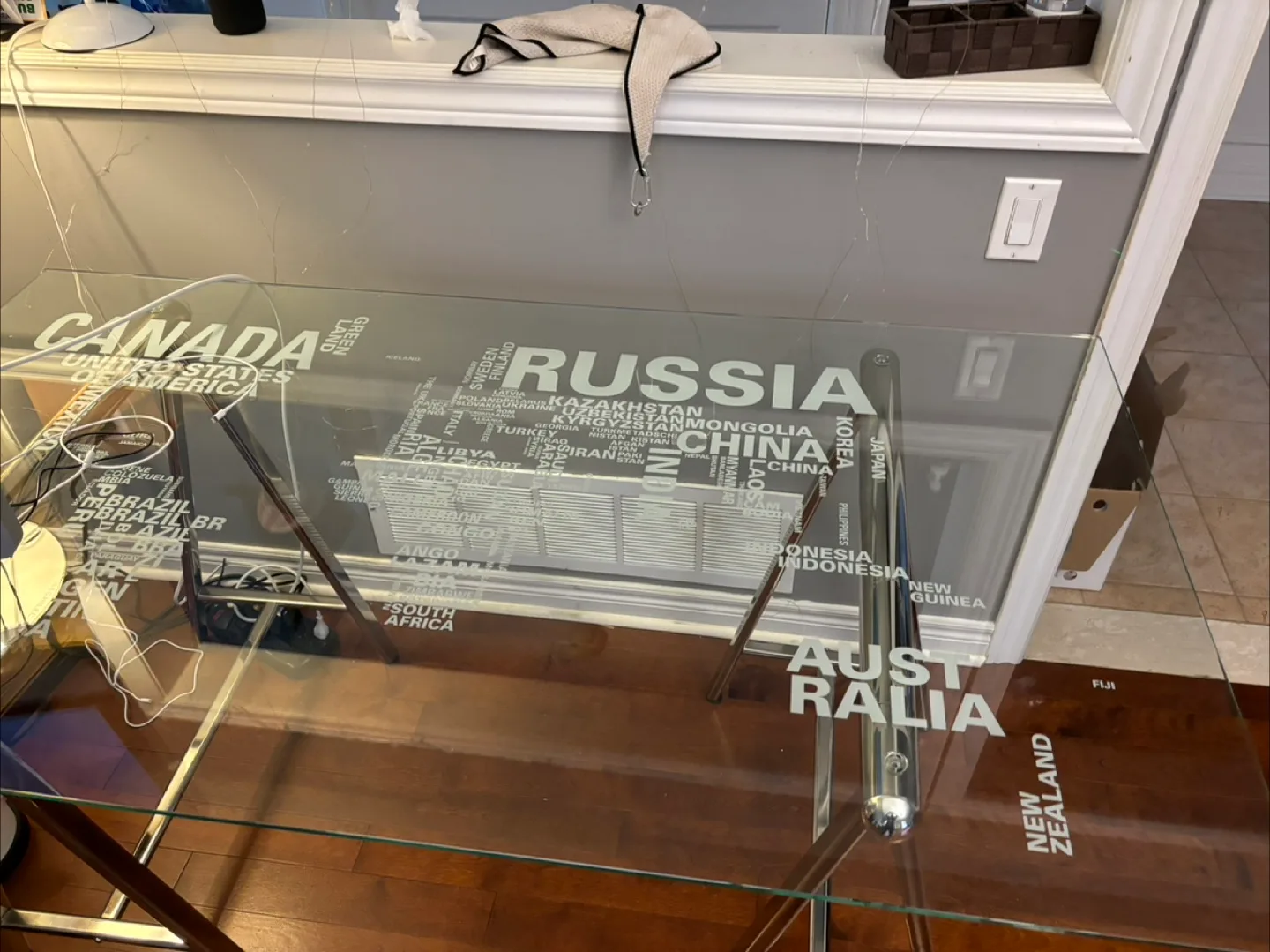 Glass Top Desk with World Map Design image indicator(2)