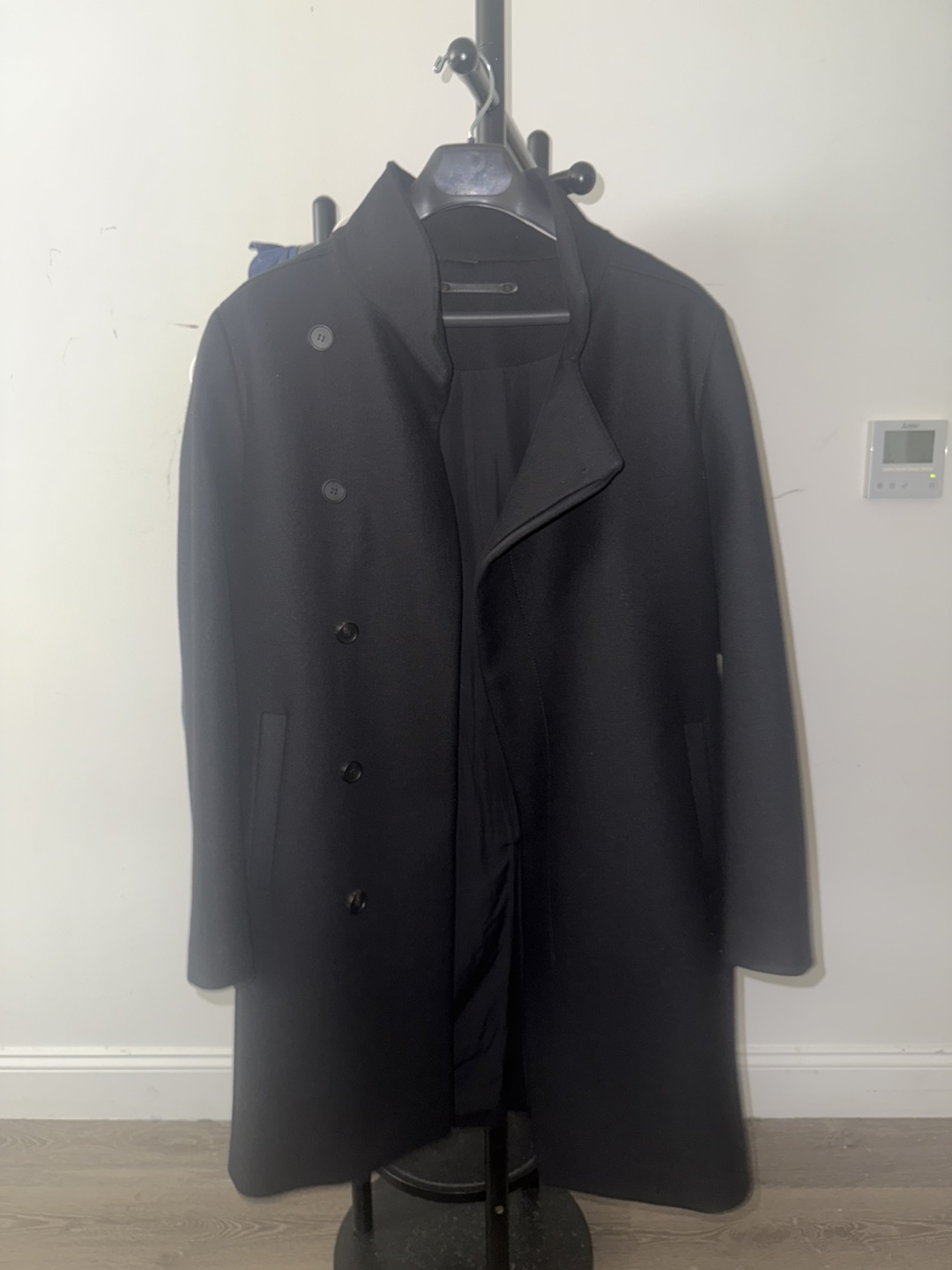All saints Black Wool Coat