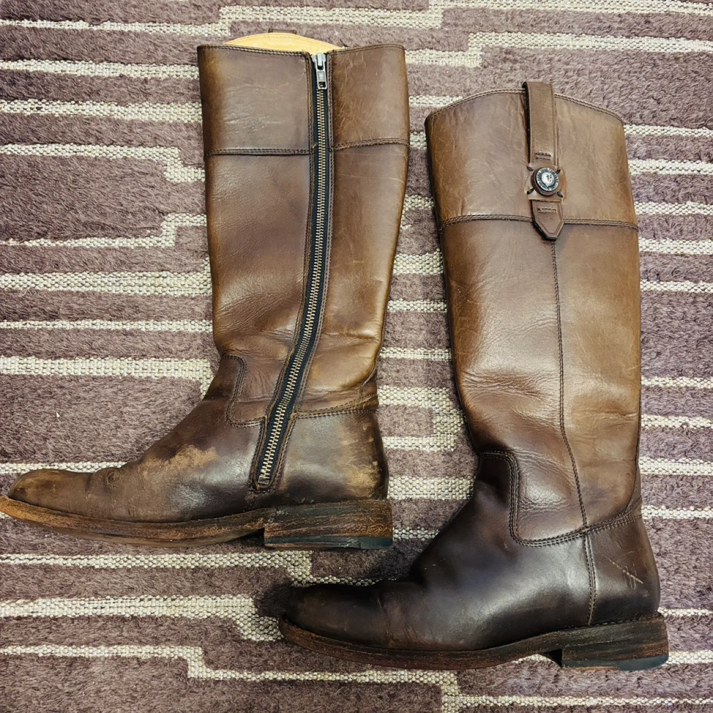 Frye Brown Leather Riding Boots - Size 6 thumbnail