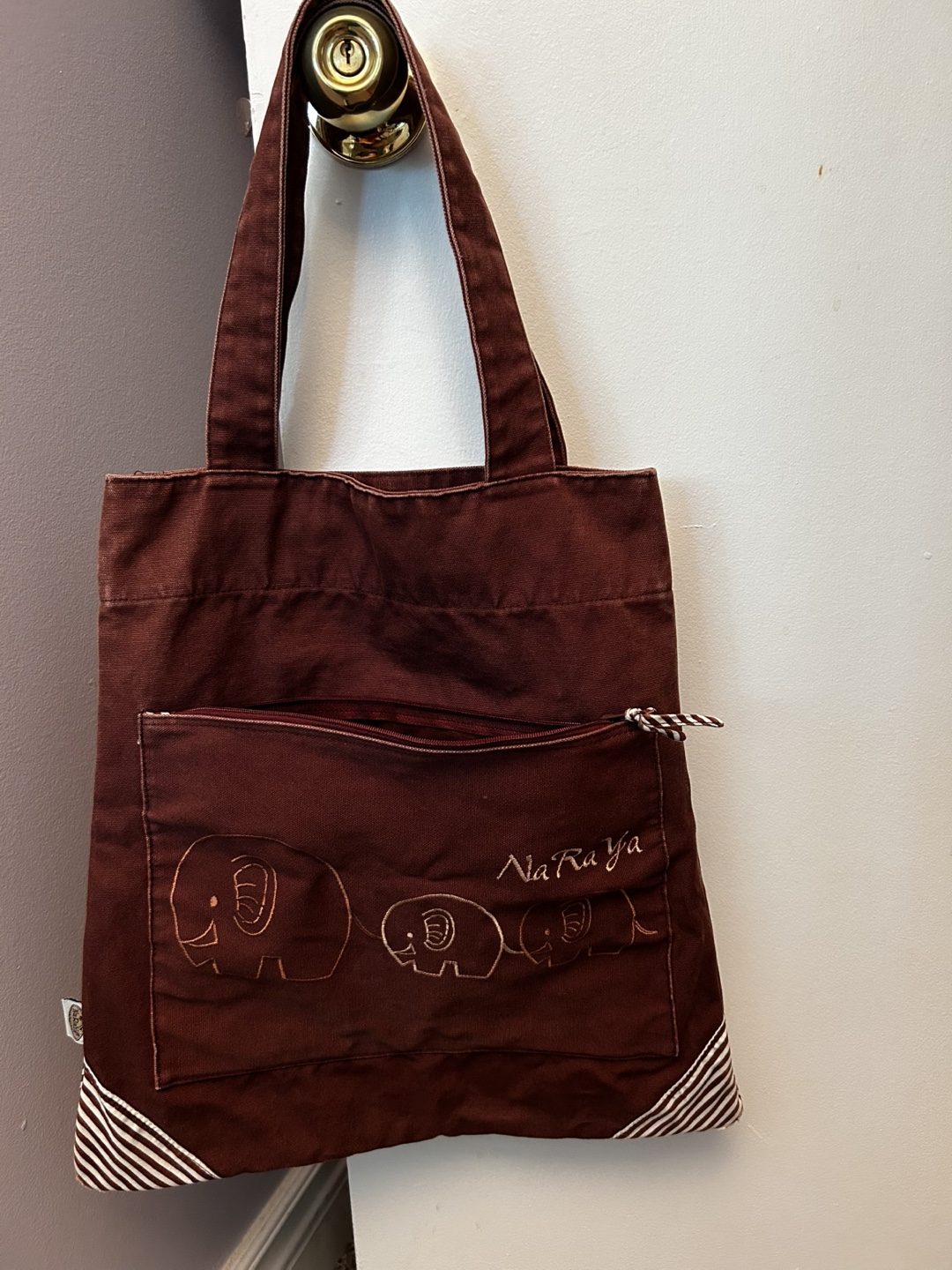 NaRaYa Brown Canvas Tote Bag