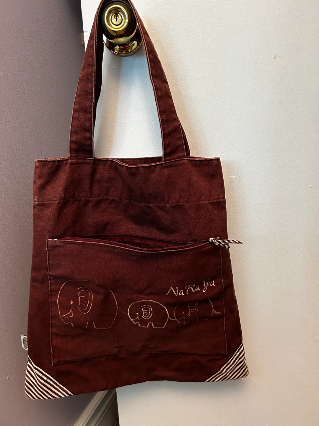NaRaYa Brown Canvas Tote Bag thumbnail