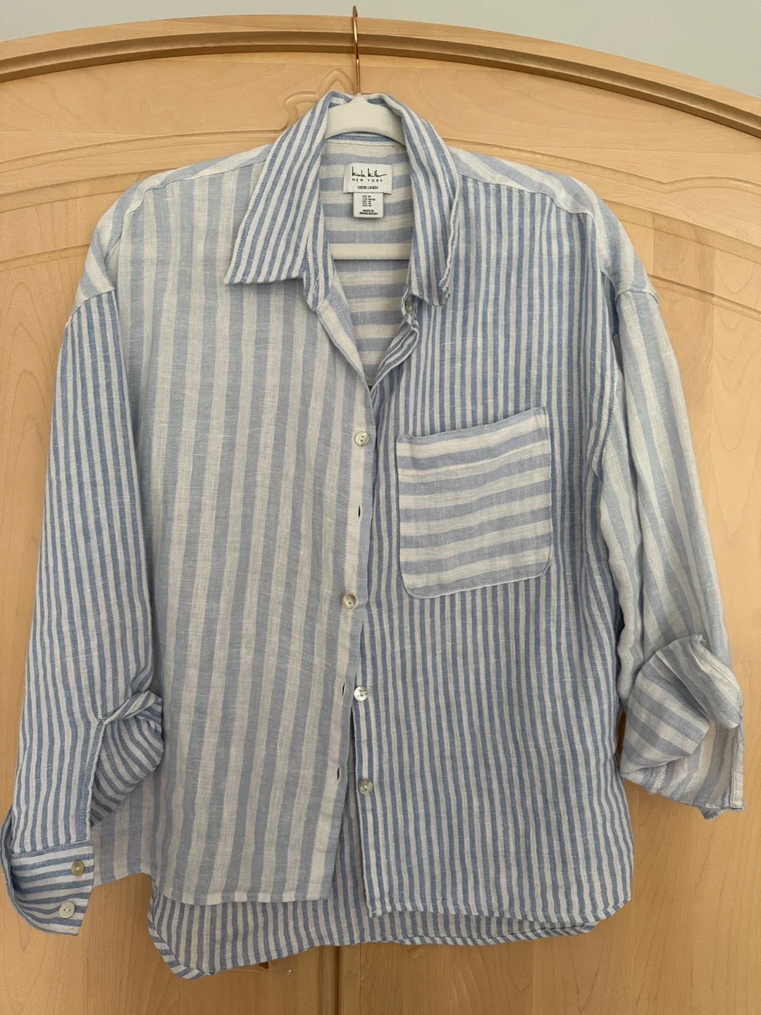 Nicole Miller Striped Linen Blend Shirt - Size M thumbnail
