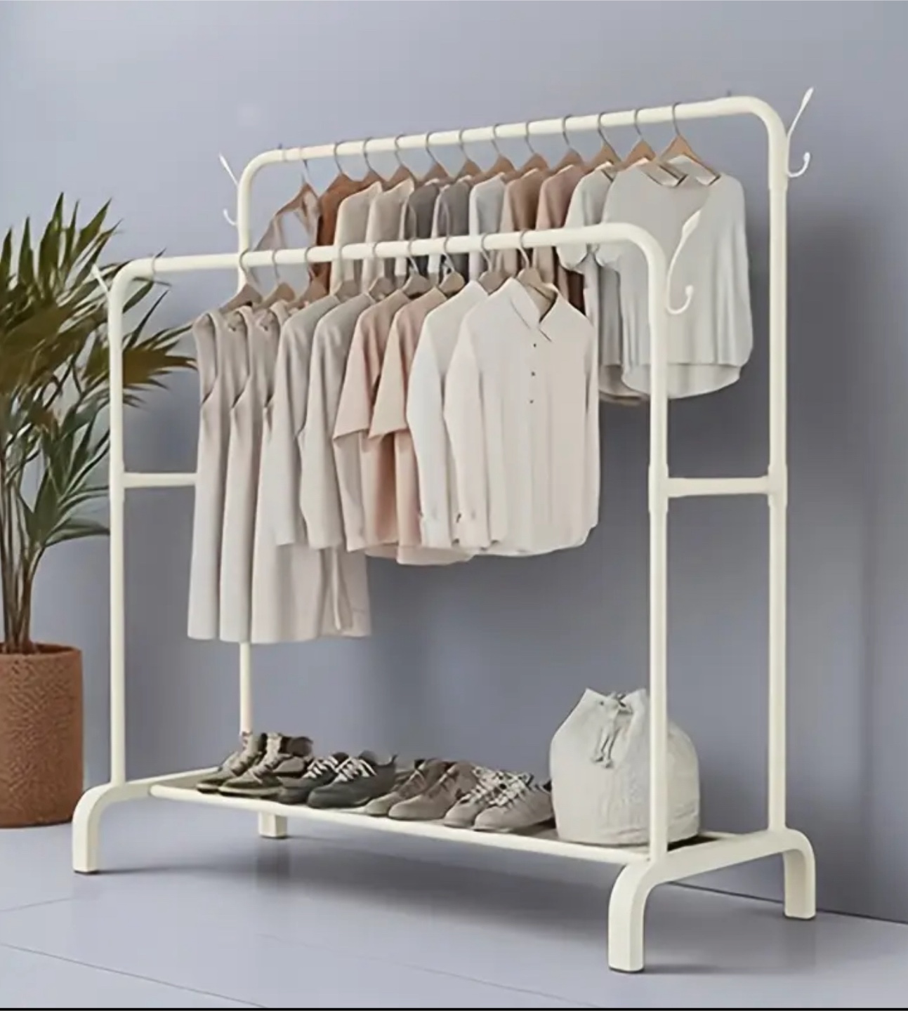 Double Rod Clothing Rack - White