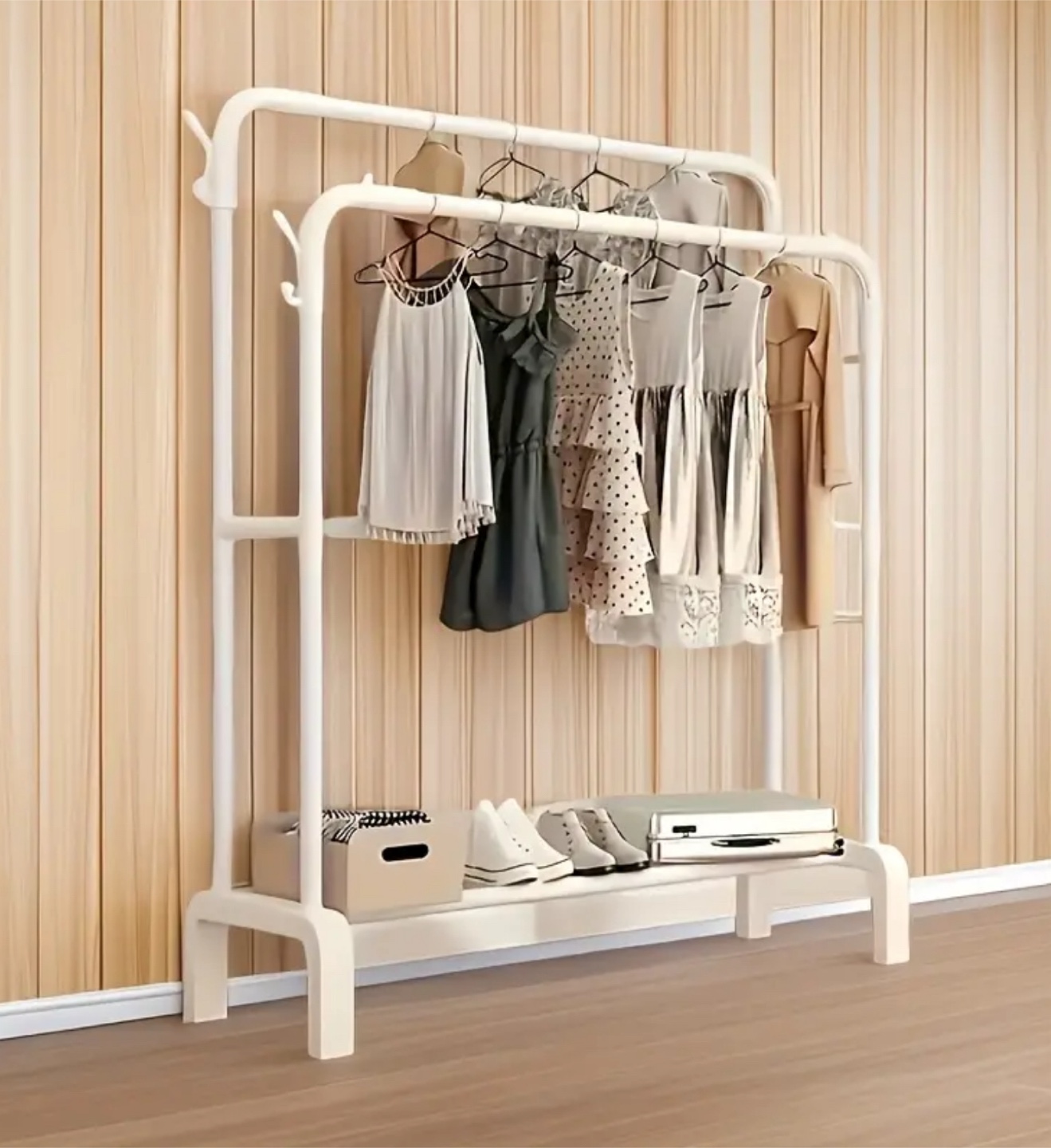 Double Rod Clothing Rack - White - photo 2