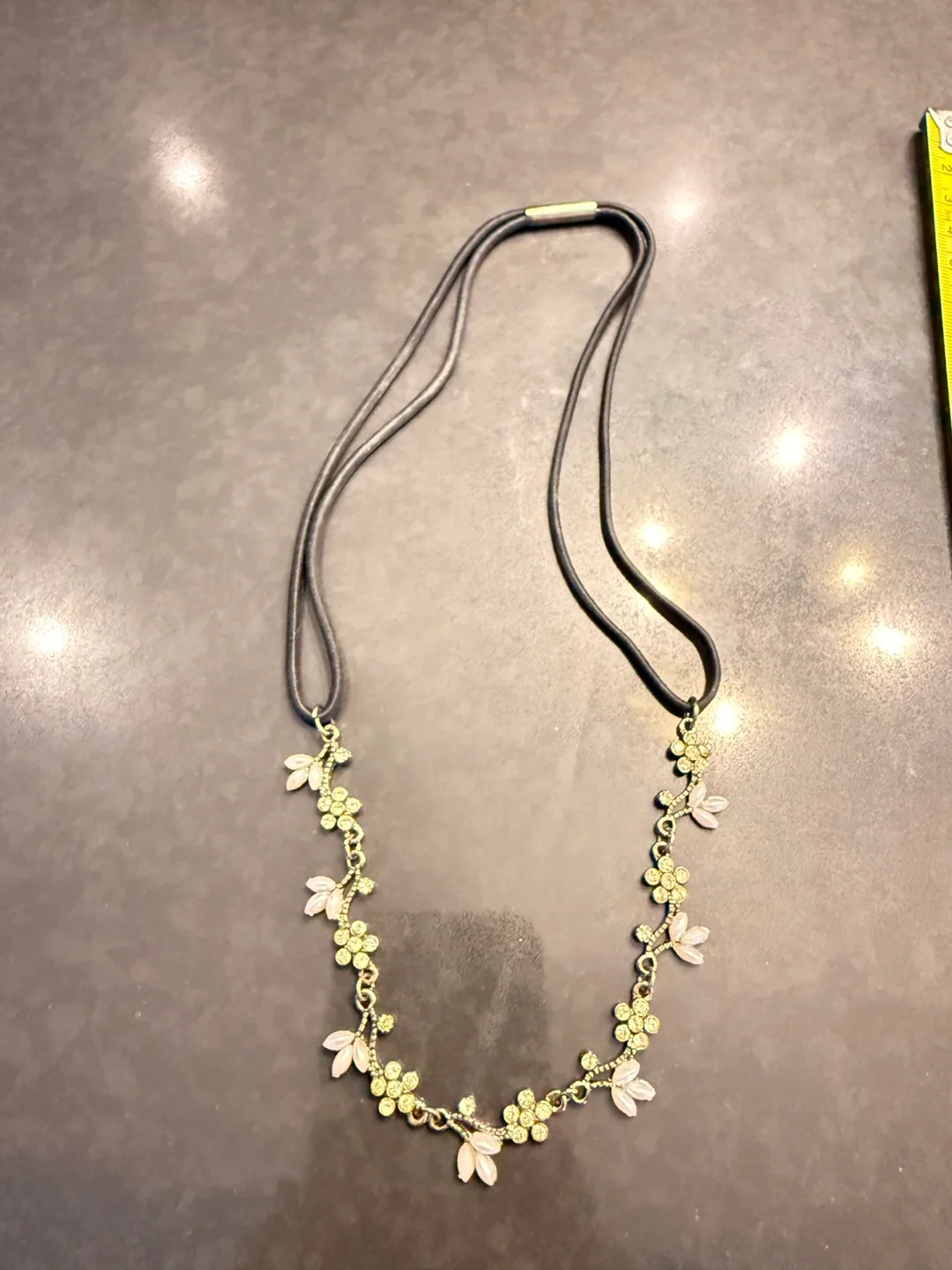 Floral Headband with Rhinestones & Pearls thumbnail