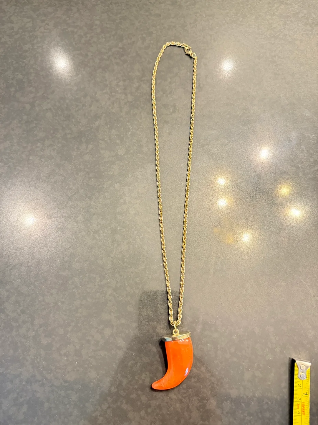 Orange Horn Pendant Necklace thumbnail