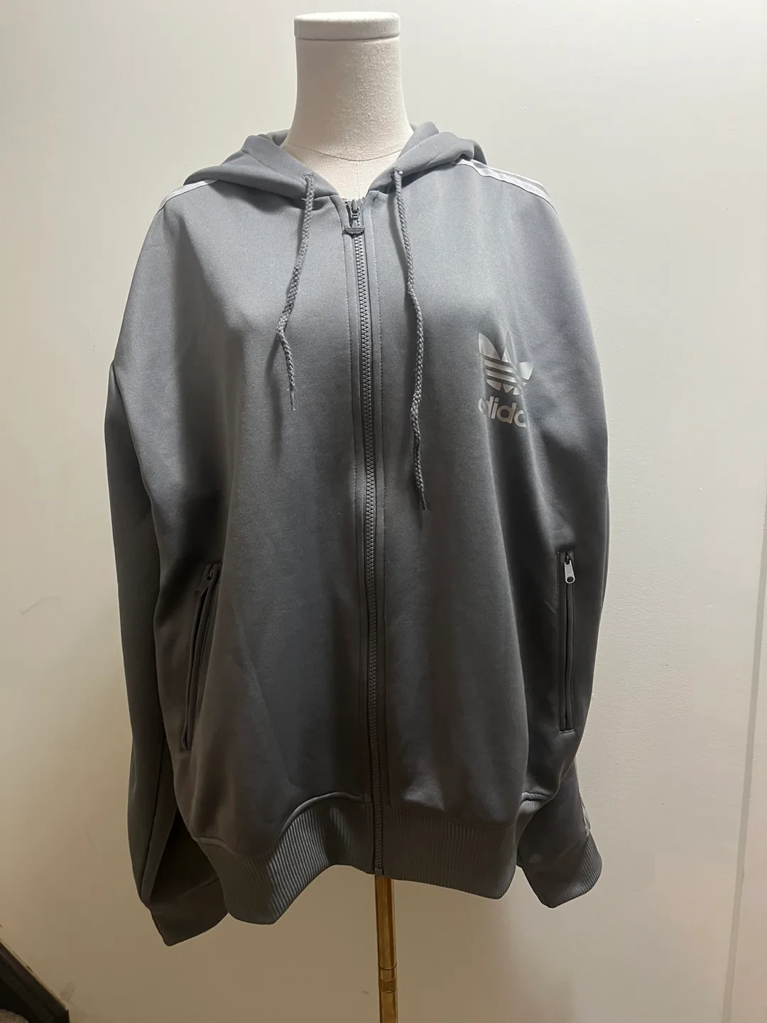 Adidas Men’s Grey Full-Zip Hoodie sz L image indicator(4)