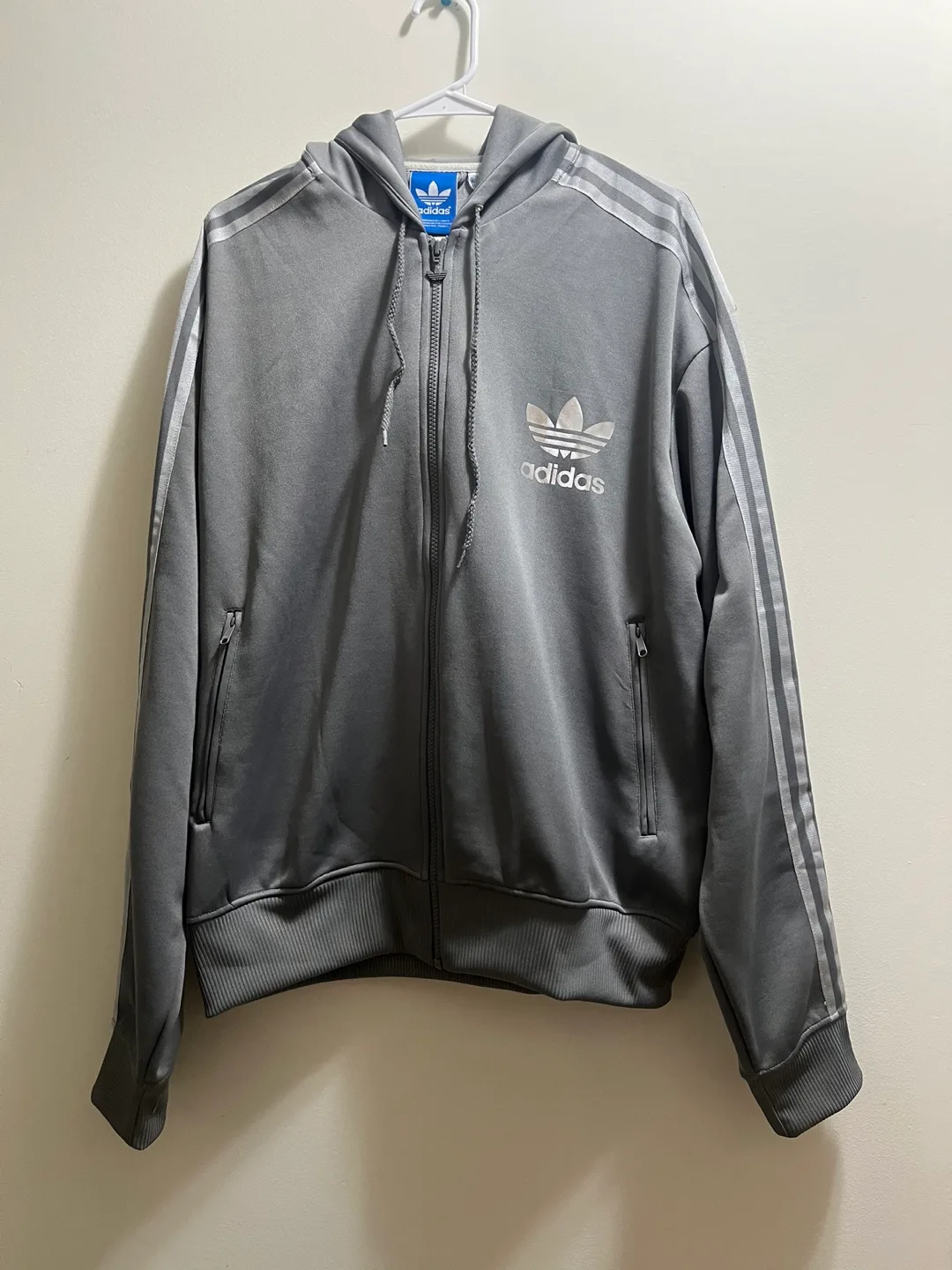 Adidas Men’s Grey Full-Zip Hoodie sz L
