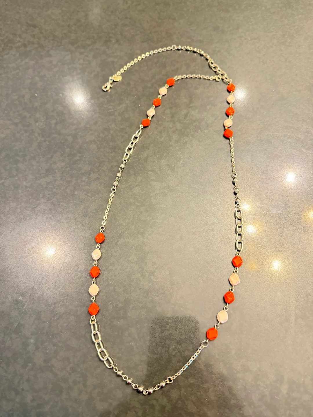 Necklace with Orange and Beige Beads thumbnail