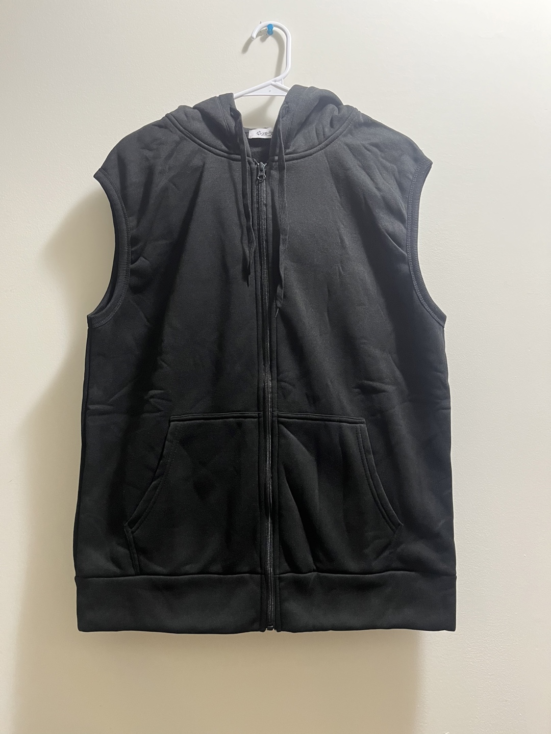 Men’s Black Sleeveless Hoodie Vest sz XL