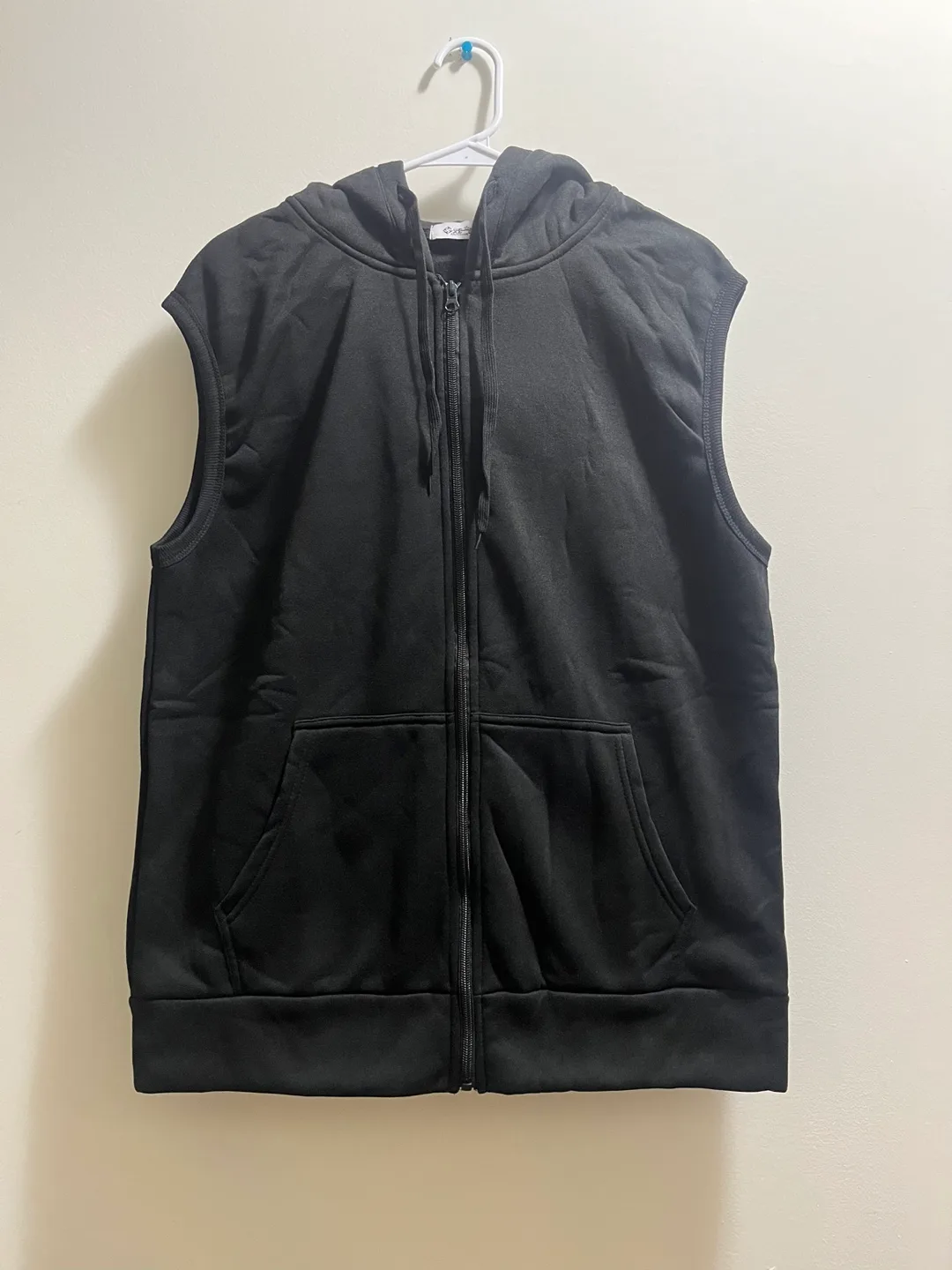 Men’s Black Sleeveless Hoodie Vest sz XL thumbnail