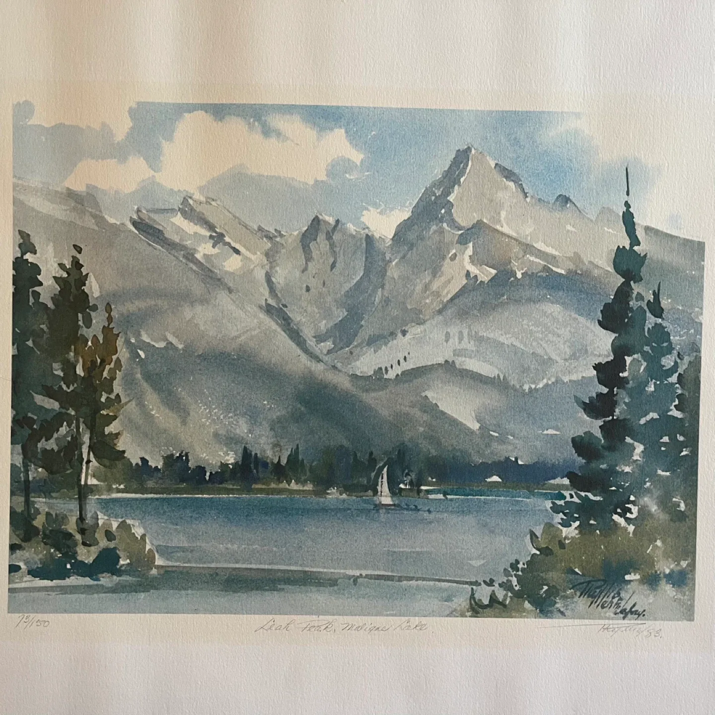 Fine art watercolour print “Leah Peak, Maligne Lake” image indicator(7)