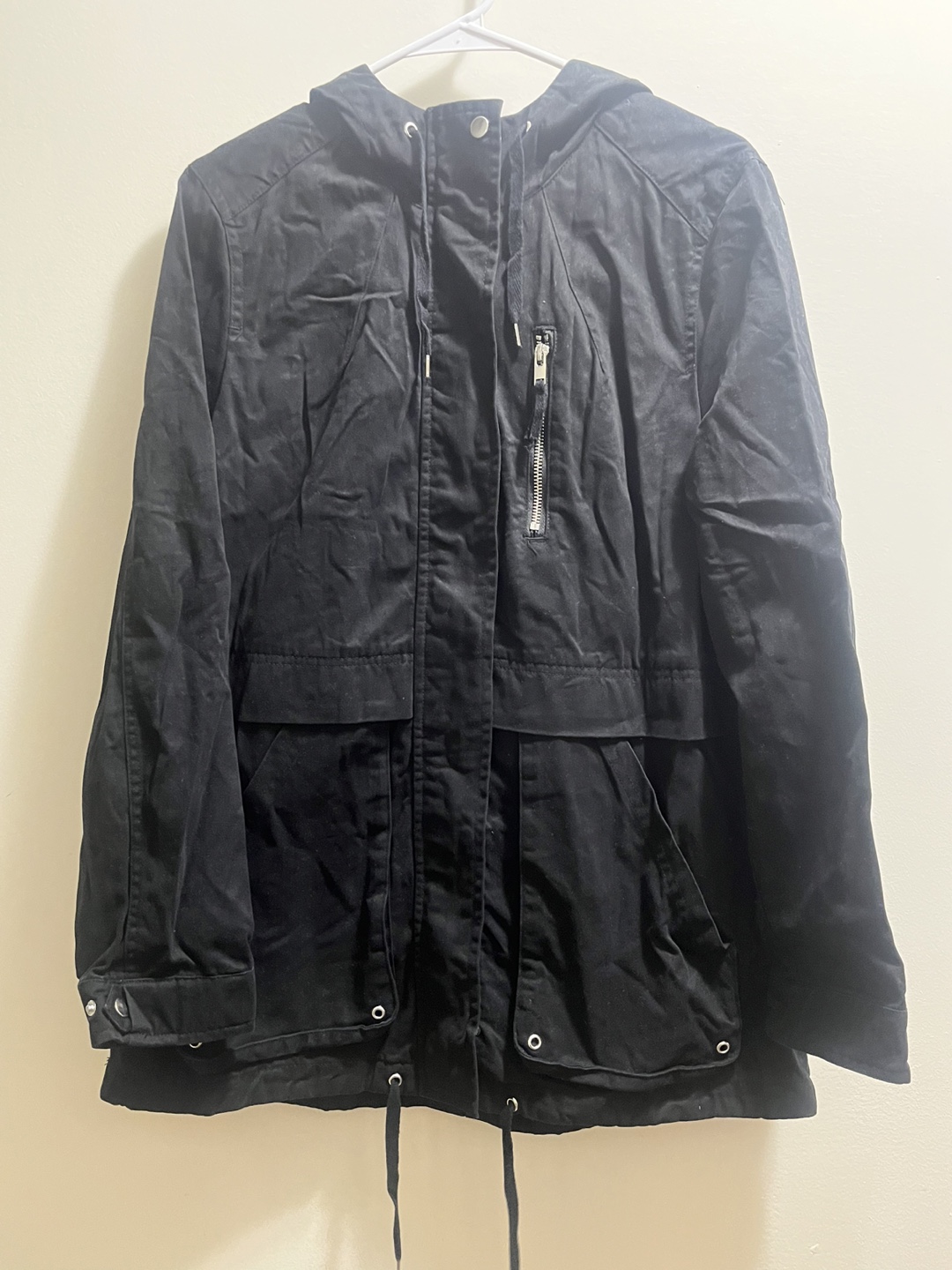 H&M Divided Women’s Black Hooded coat sz 10 - photo 5