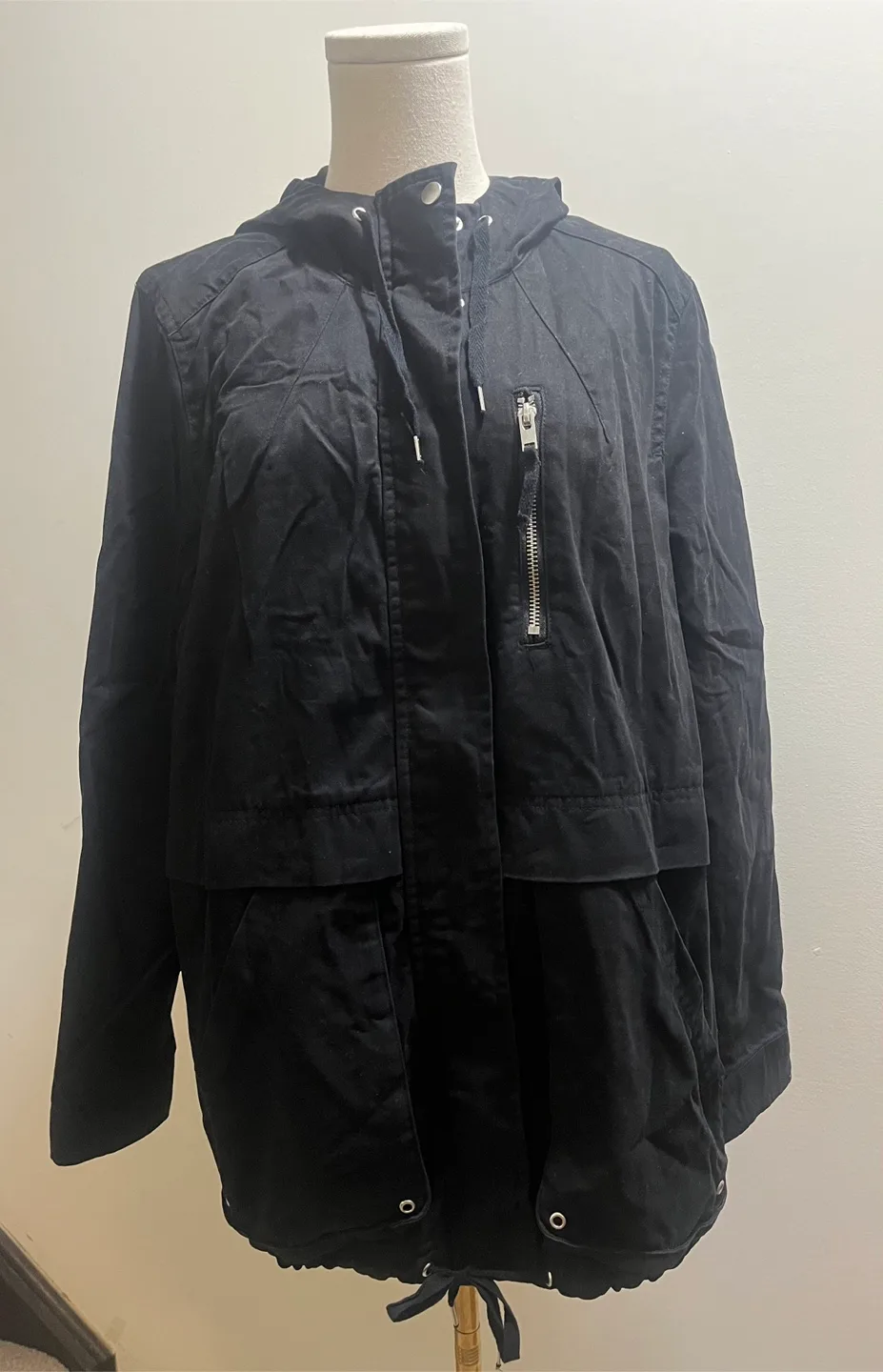 H&M Divided Women’s Black Hooded coat sz 10