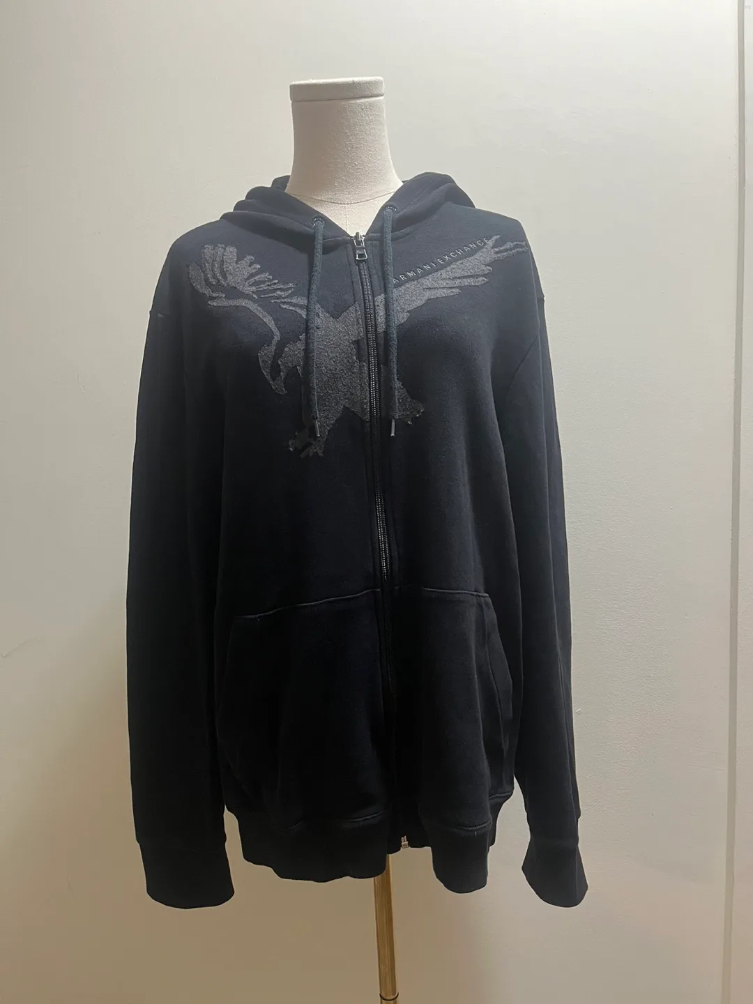 Armani Exchange Men's Black Hoodie with Eagle Design sz XL image indicator(3)